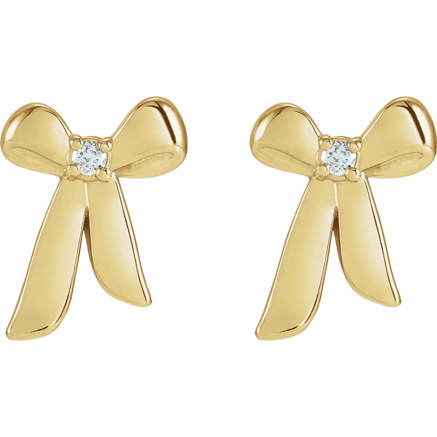 14K .03 CTW Natural Diamond Bow Earrings