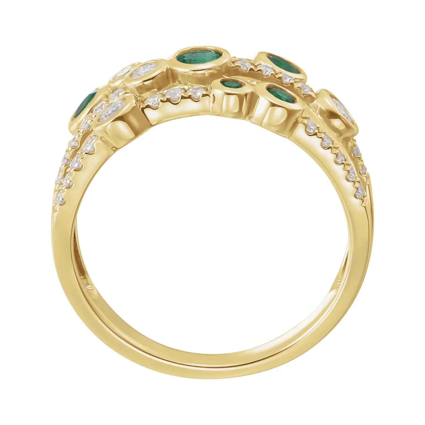 14K Yellow Natural Emerald & 3/8 CTW Natural Diamond Ring