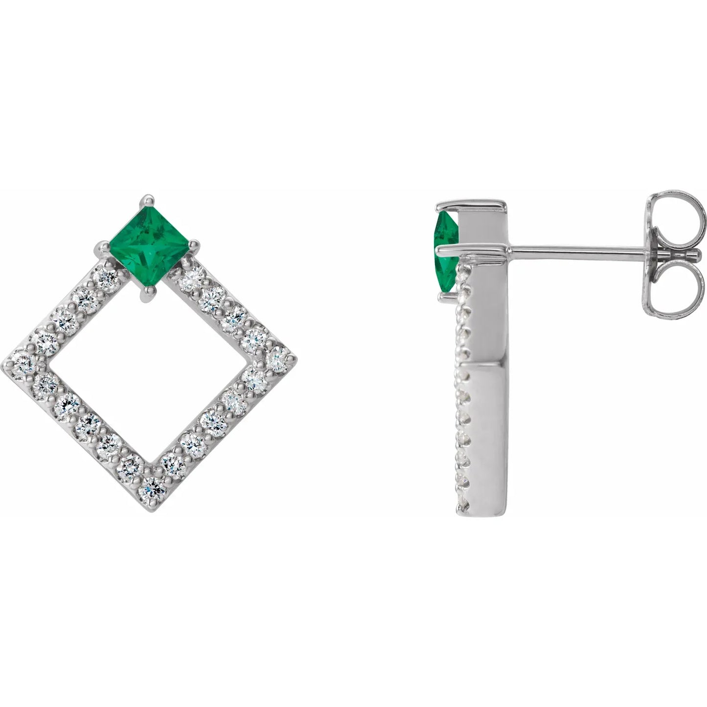 14K Natural Emerald & 1/3 CTW Natural Diamond Earrings