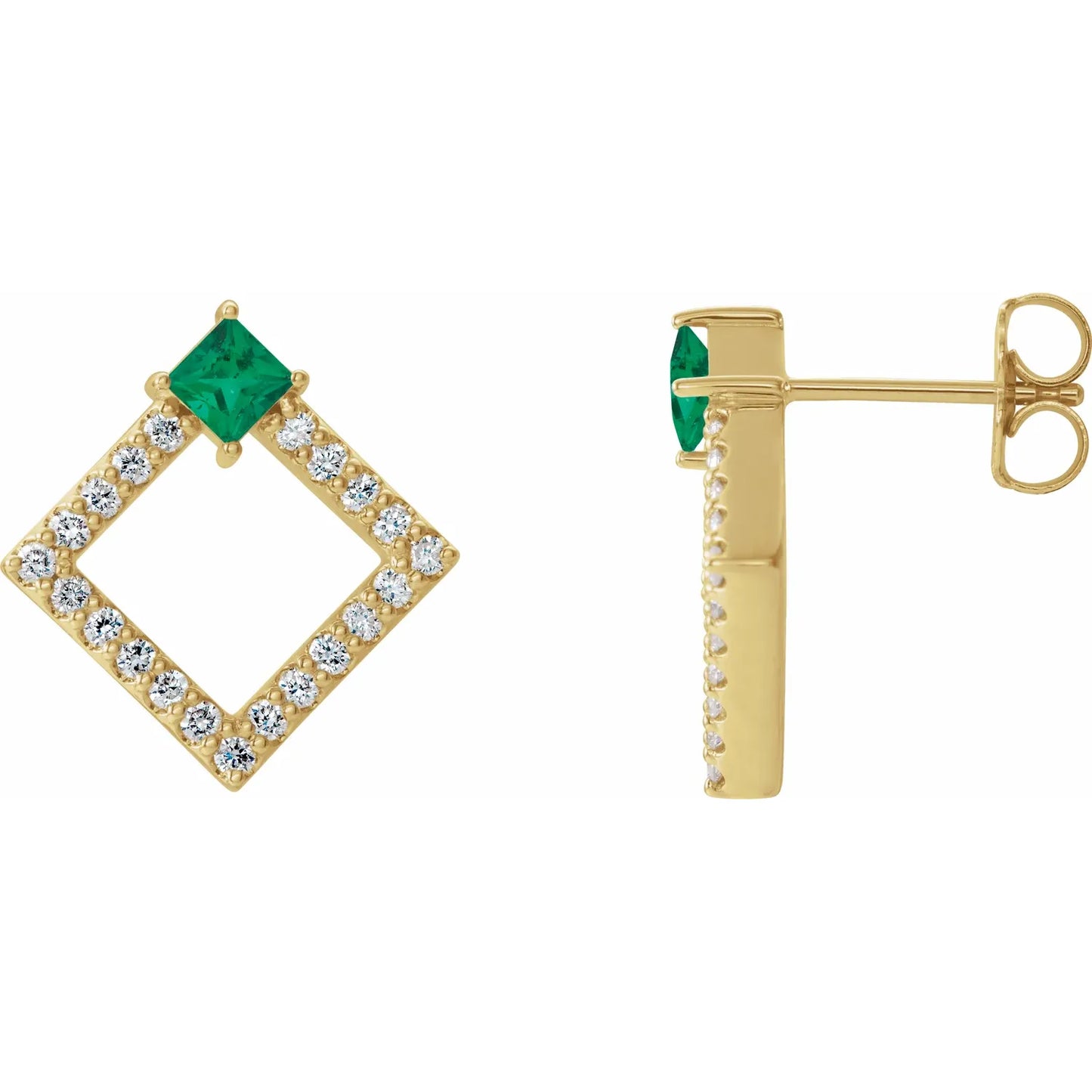 14K Natural Emerald & 1/3 CTW Natural Diamond Earrings