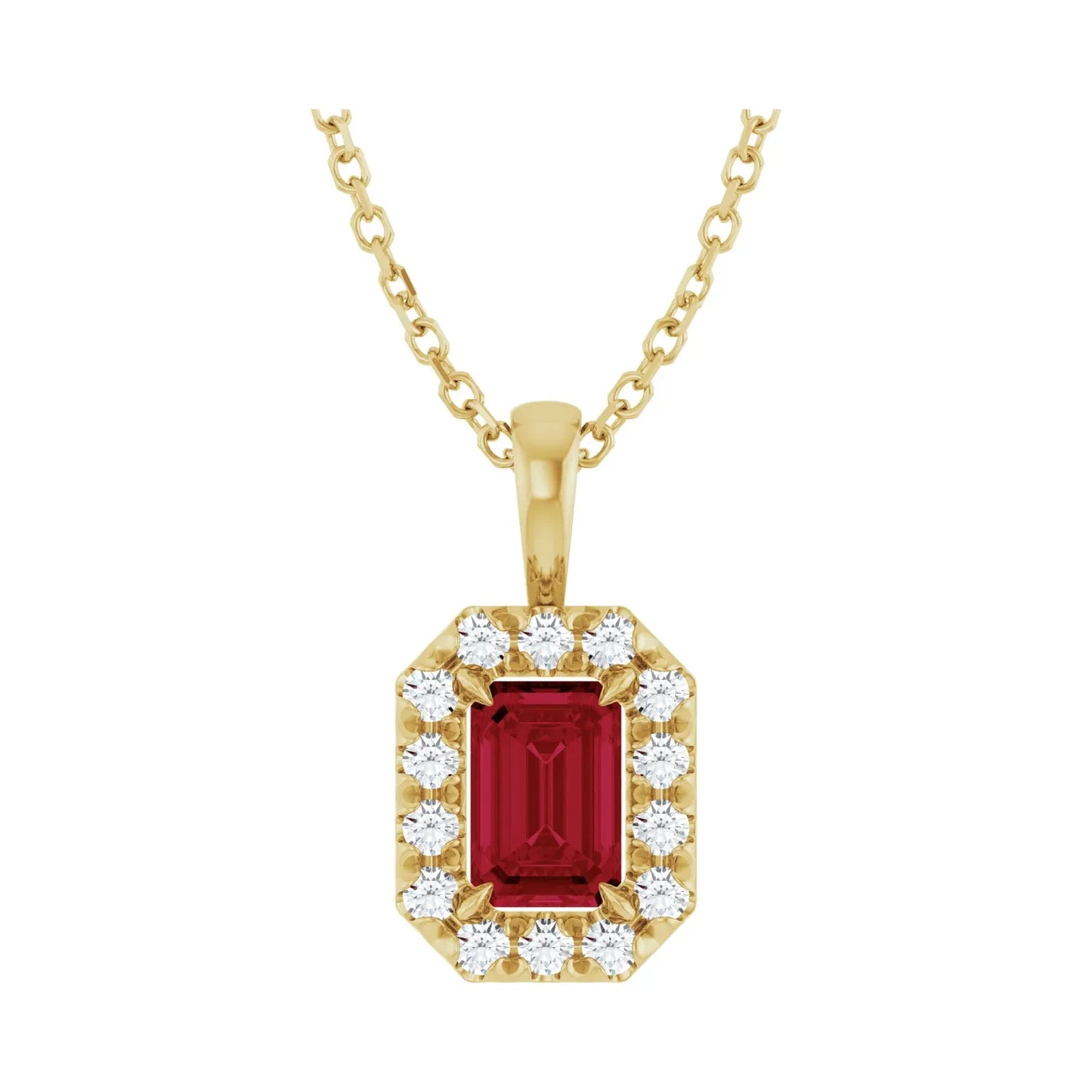 14K Yellow Natural Ruby & 1/5 CTW Natural Diamond Necklace