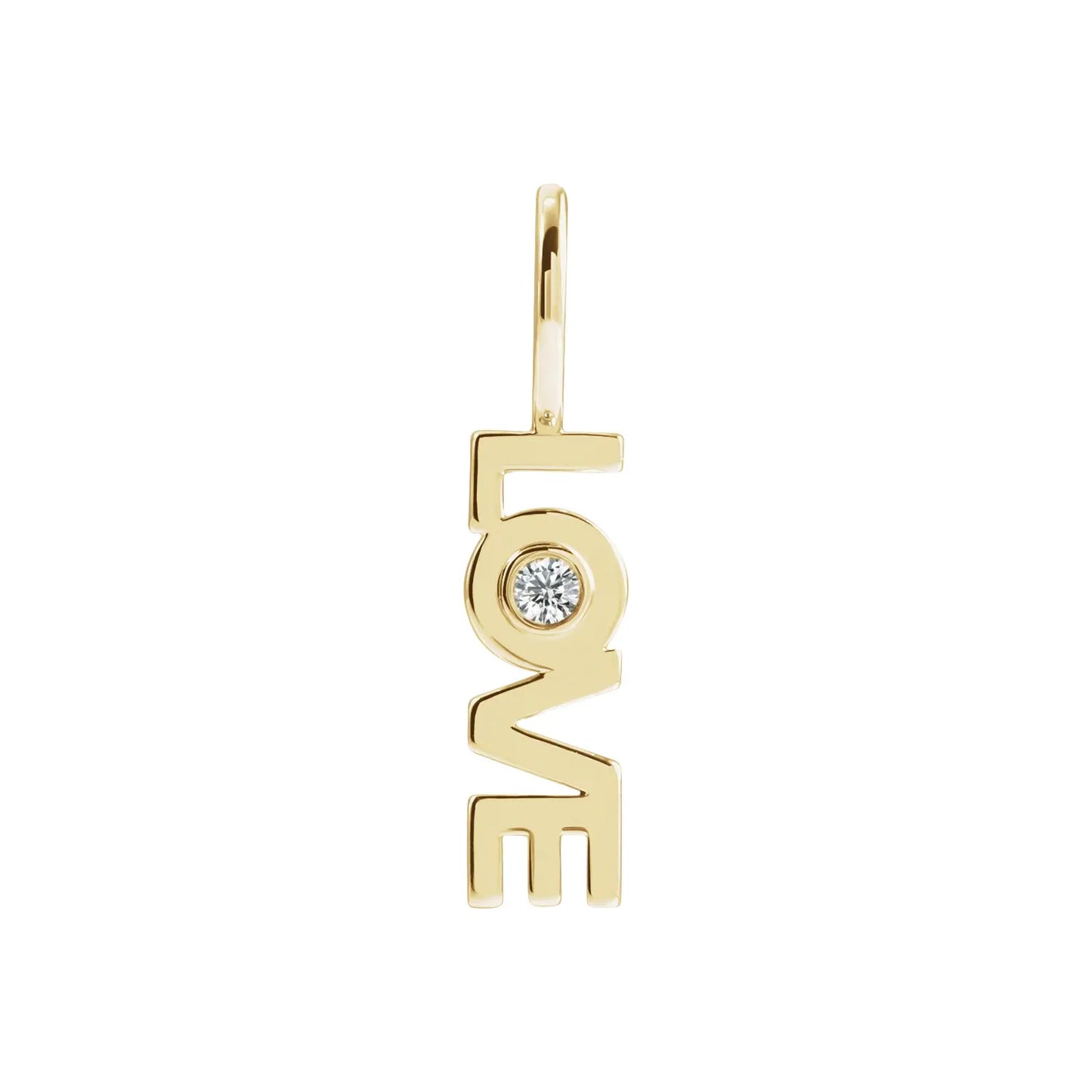 14K .03 CT Natural Diamond Love Charm