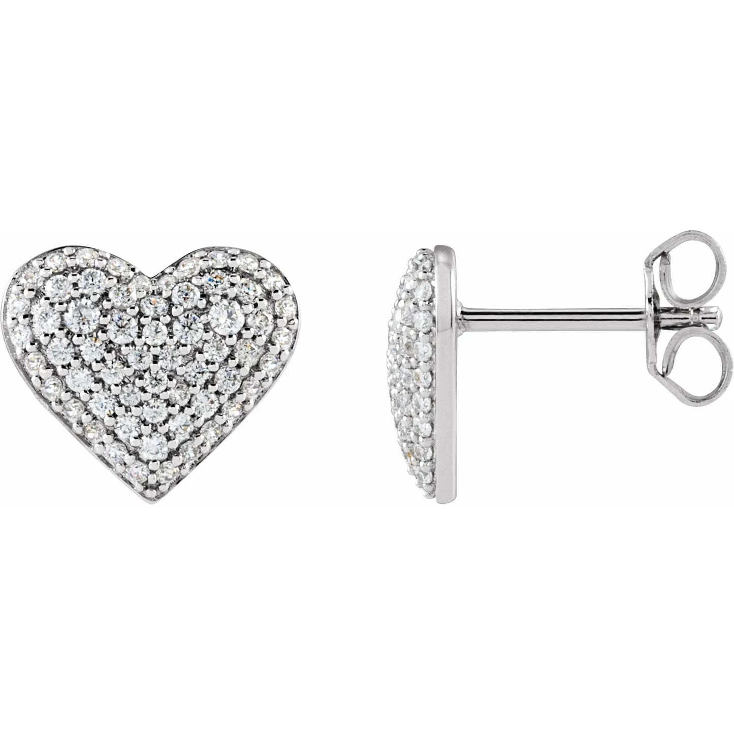 14K 1/2 CTW Natural Diamond Puffed Heart Earrings