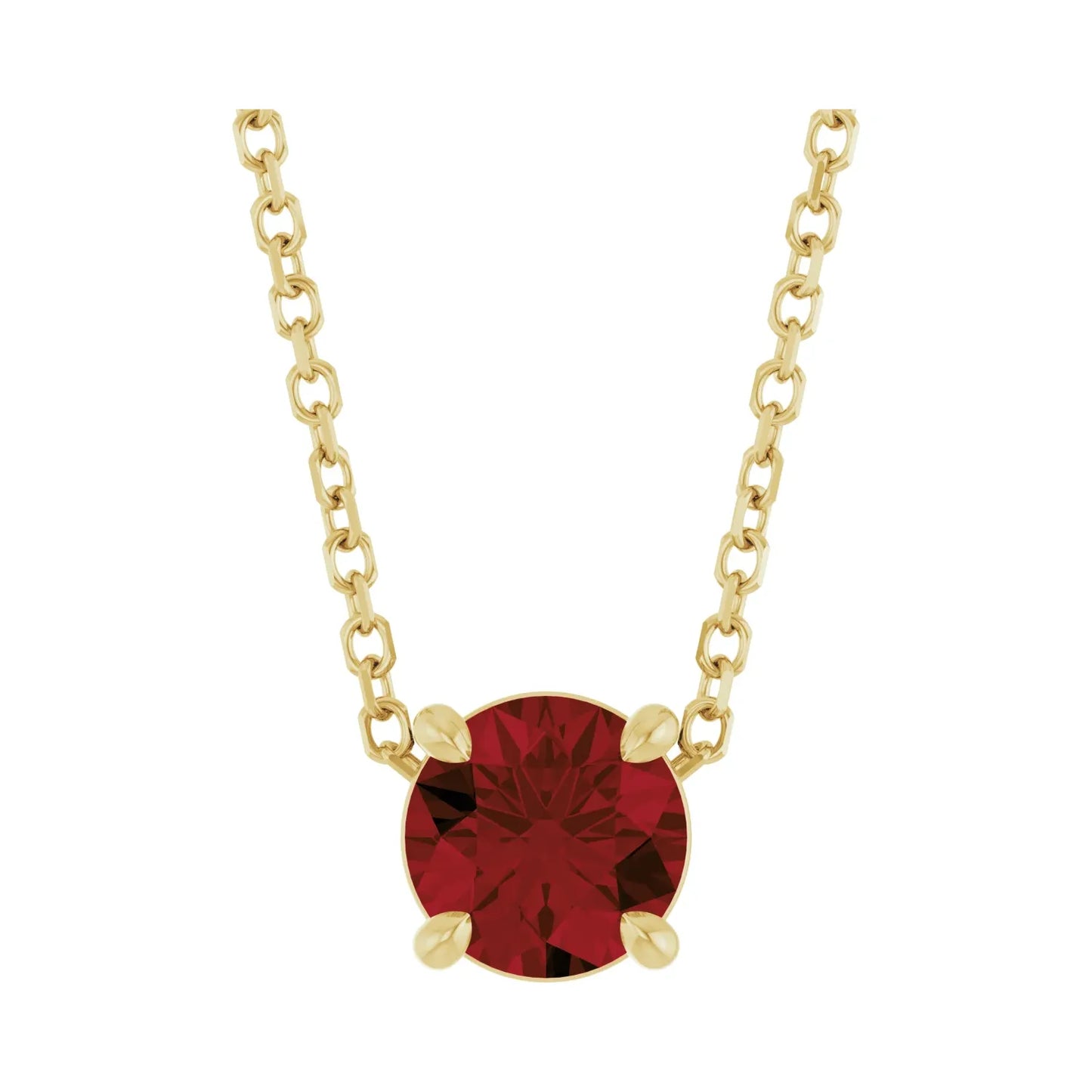 14K 5.5 mm Natural Mozambique Garnet 16-18" Necklace