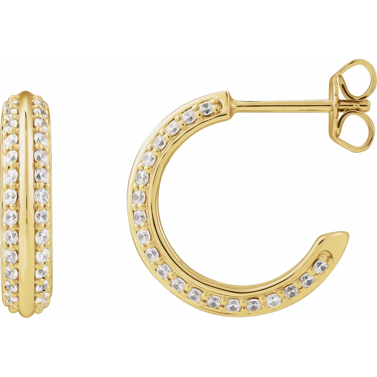 14K 5/8 CTW Natural Diamond Hoop Earrings