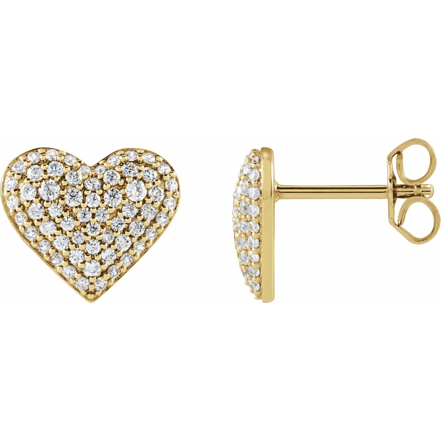 14K 1/2 CTW Natural Diamond Puffed Heart Earrings