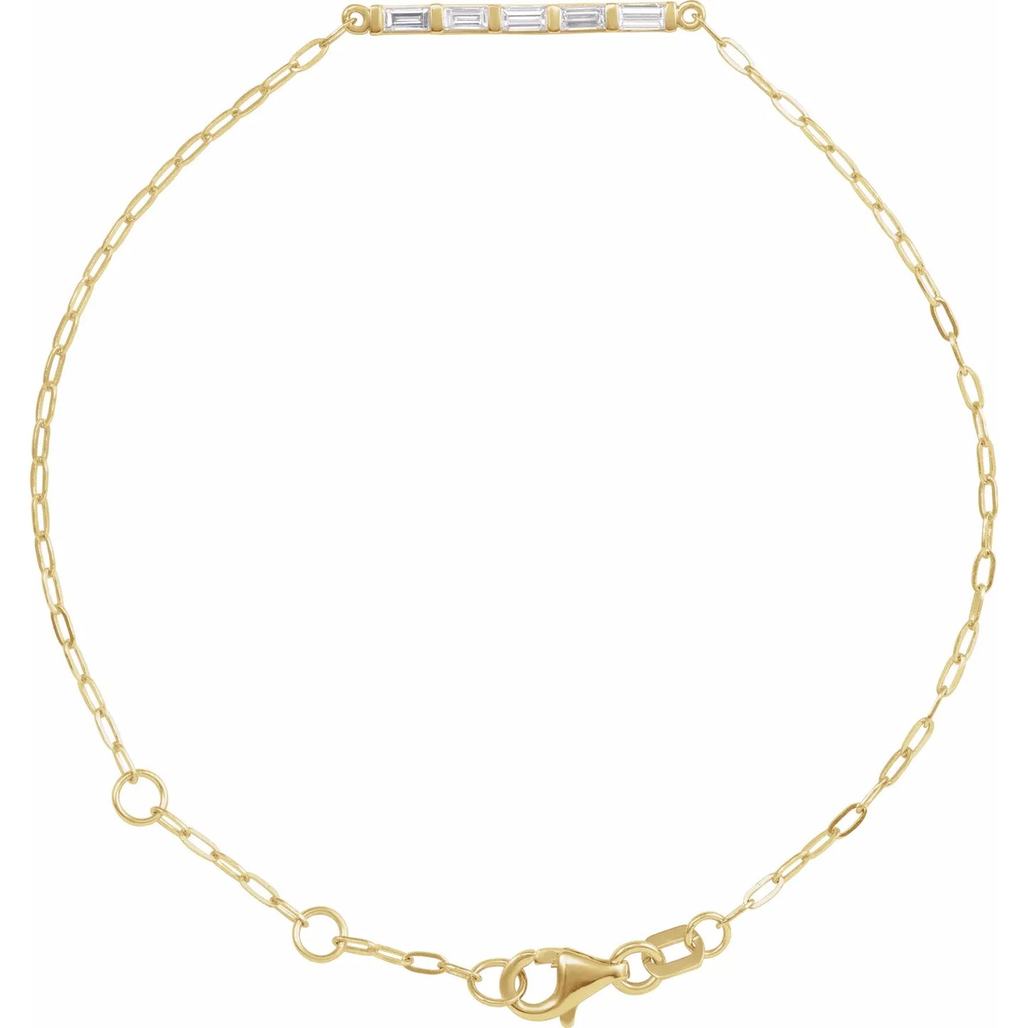 14K 1/3 CTW Natural Diamond Five-Stone Bar 6-7 1/2" Link Bracelet