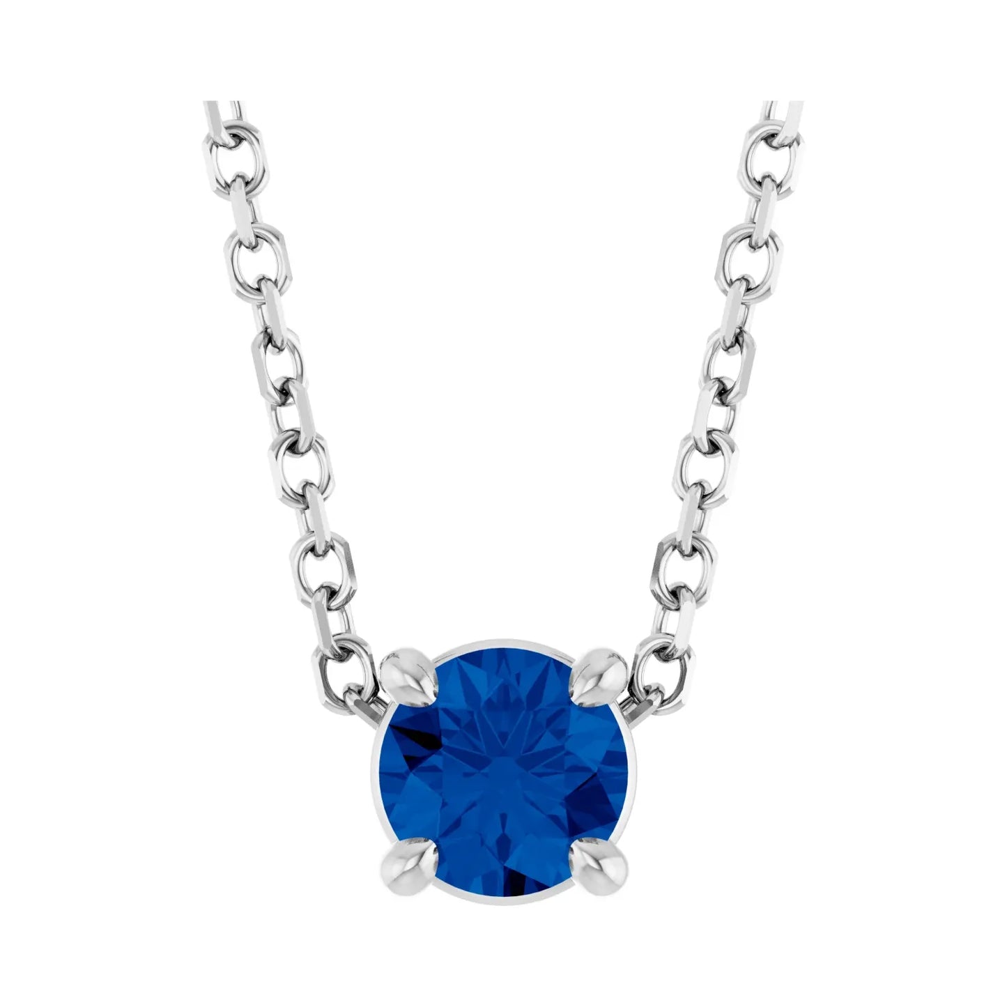 14K 4 mm Lab-Grown Blue Sapphire 16-18" Necklace