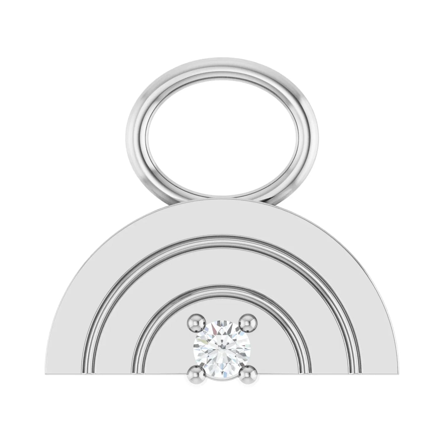 14K .015 CT Natural Diamond Rainbow Hoop Dangle