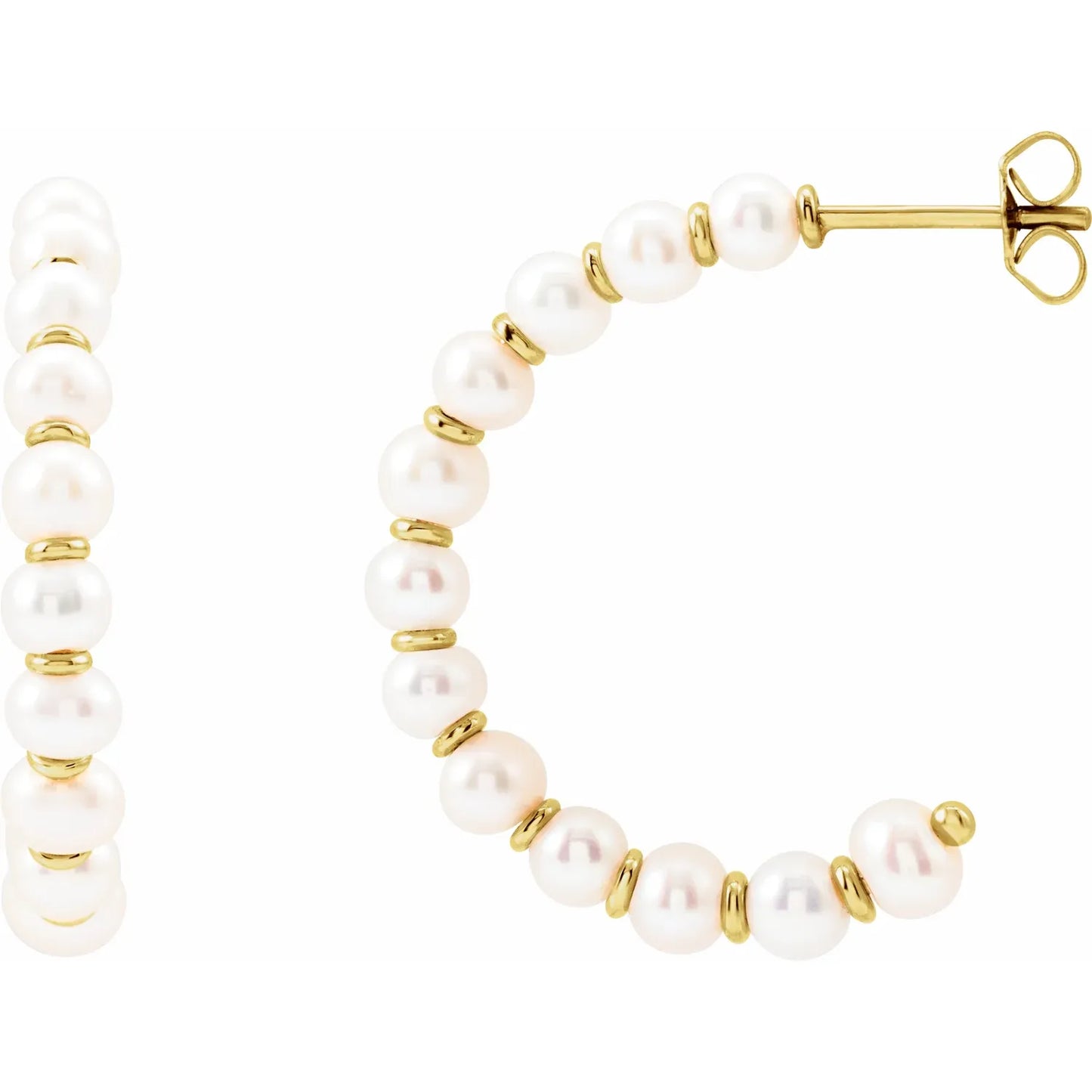 14K Cultured White Freshwater Pearl 30.3 mm Hoop Earrings