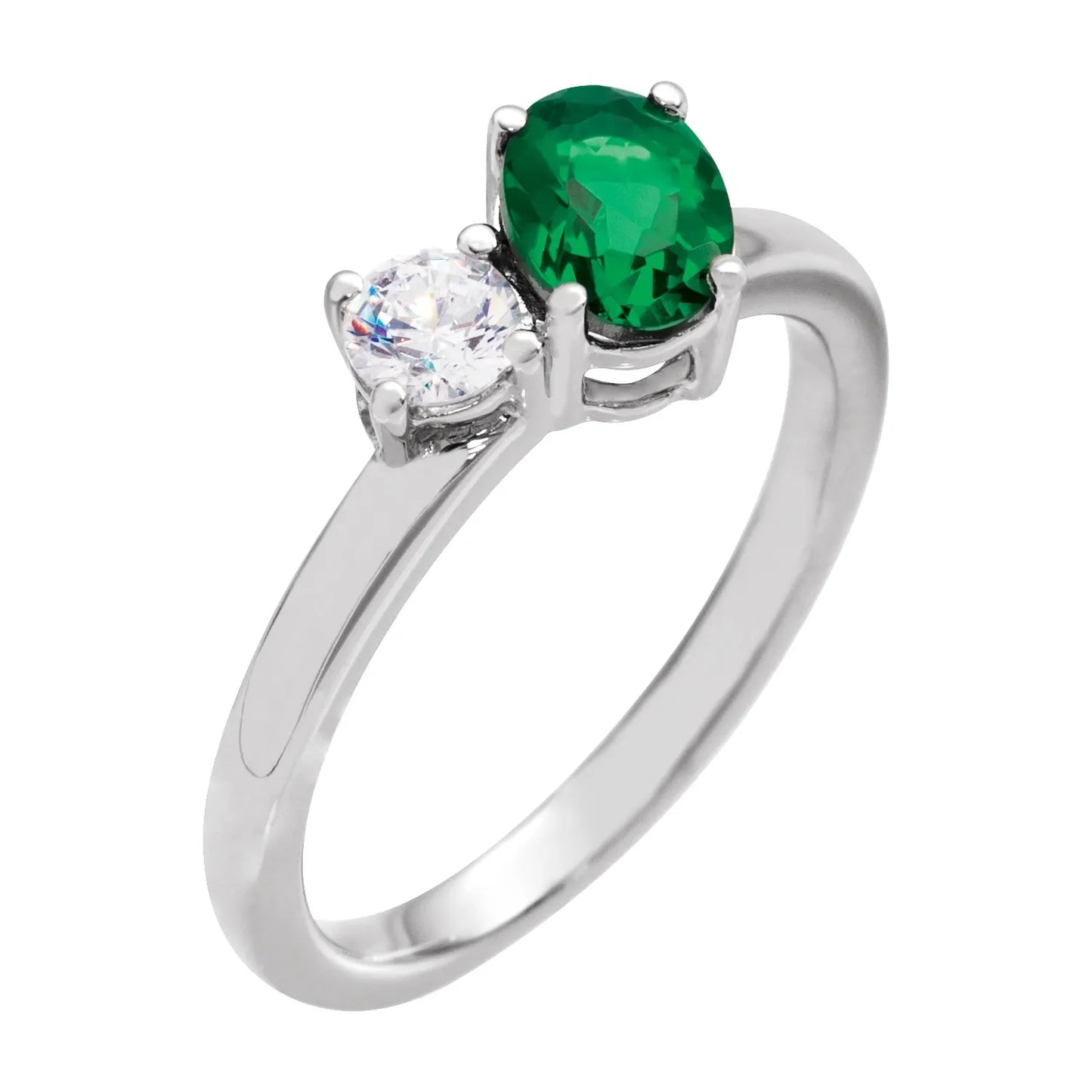 14K Lab-Grown Gemstone & 1/4 CTW Lab-Grown Diamond Ring