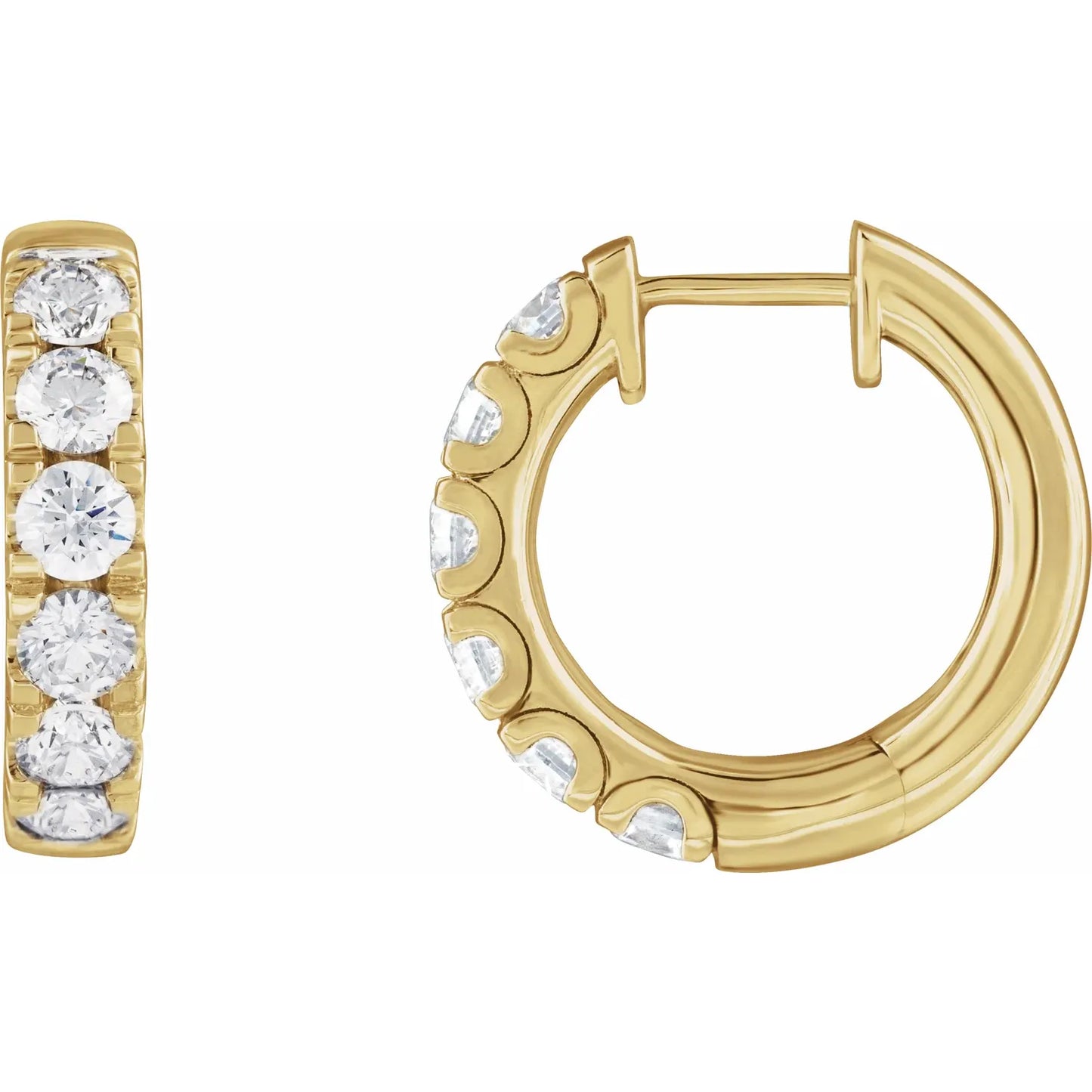14K 1 7/8 CTW Lab-Grown Diamond Hinged 19.45 mm Hoop Earrings