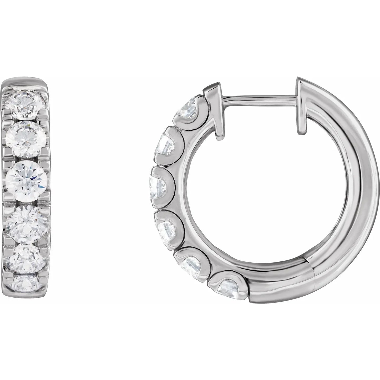 14K 1 7/8 CTW Lab-Grown Diamond Hinged 19.45 mm Hoop Earrings