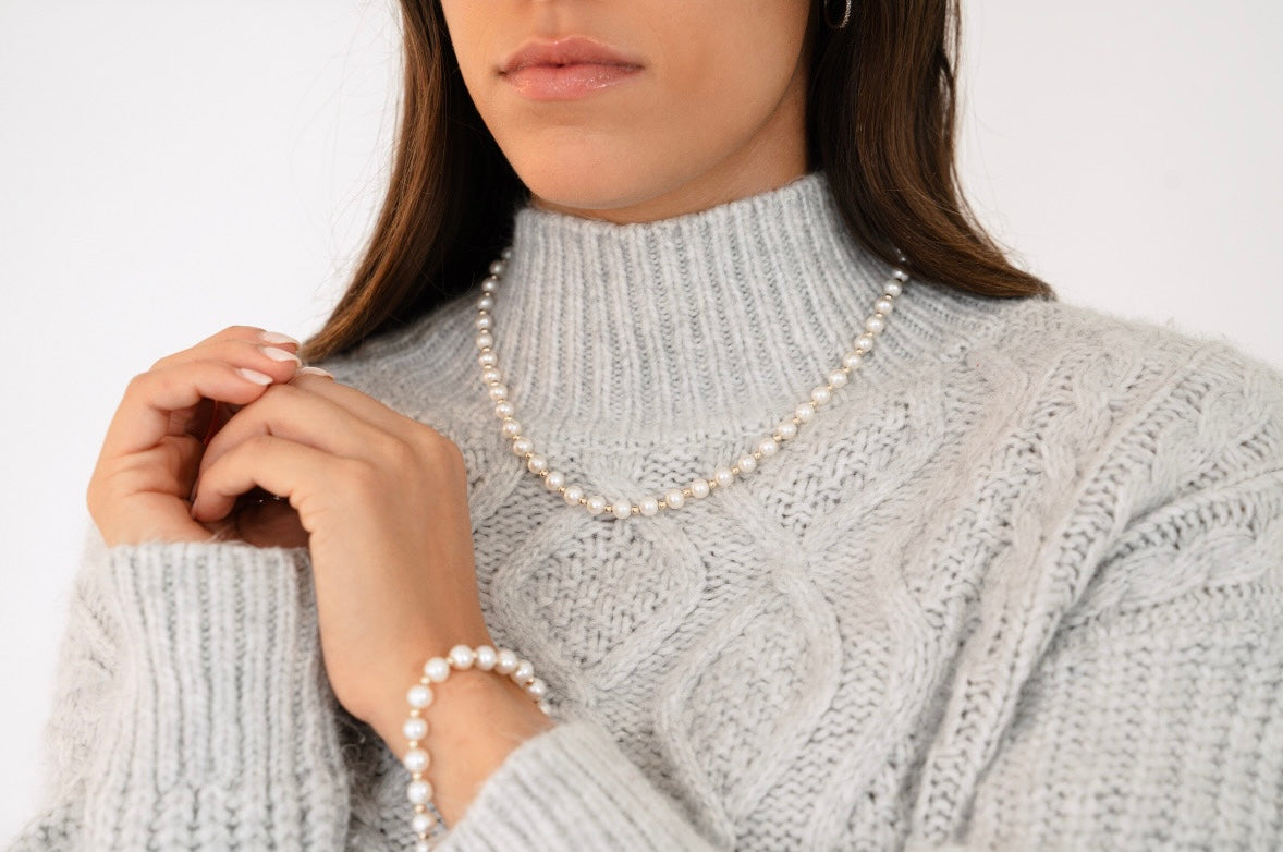 14K Cultured White Freshwater Pearl 18" Necklace