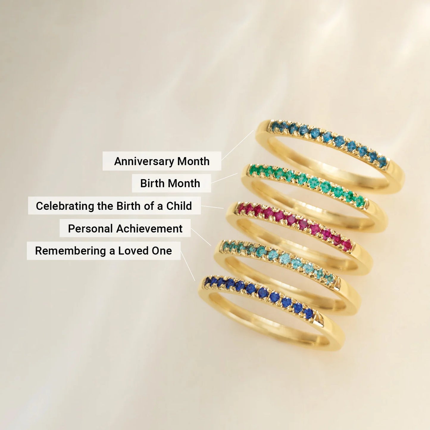 14K Birthstone Stackable Ring