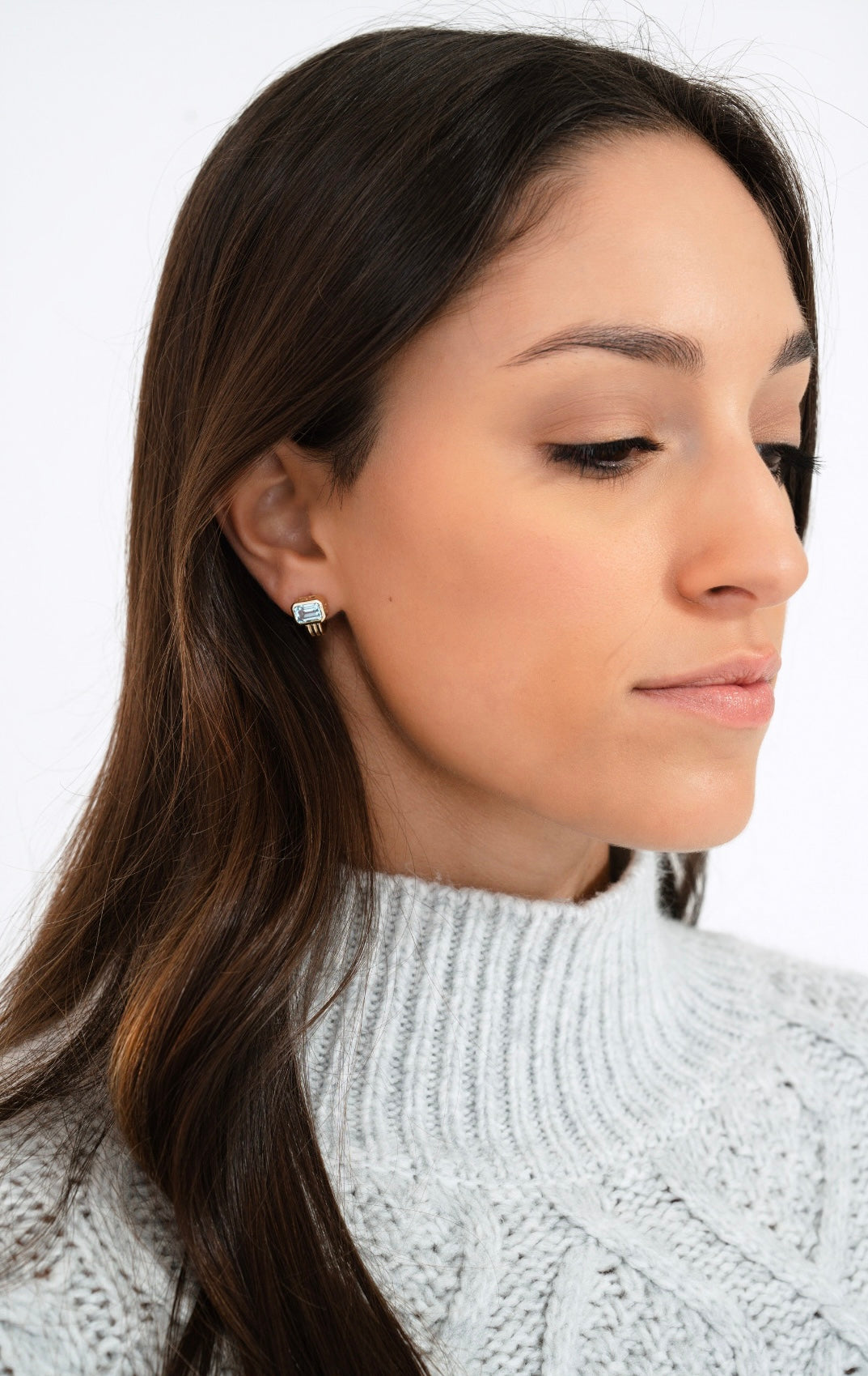 14K Natural Sky Blue Topaz Earrings