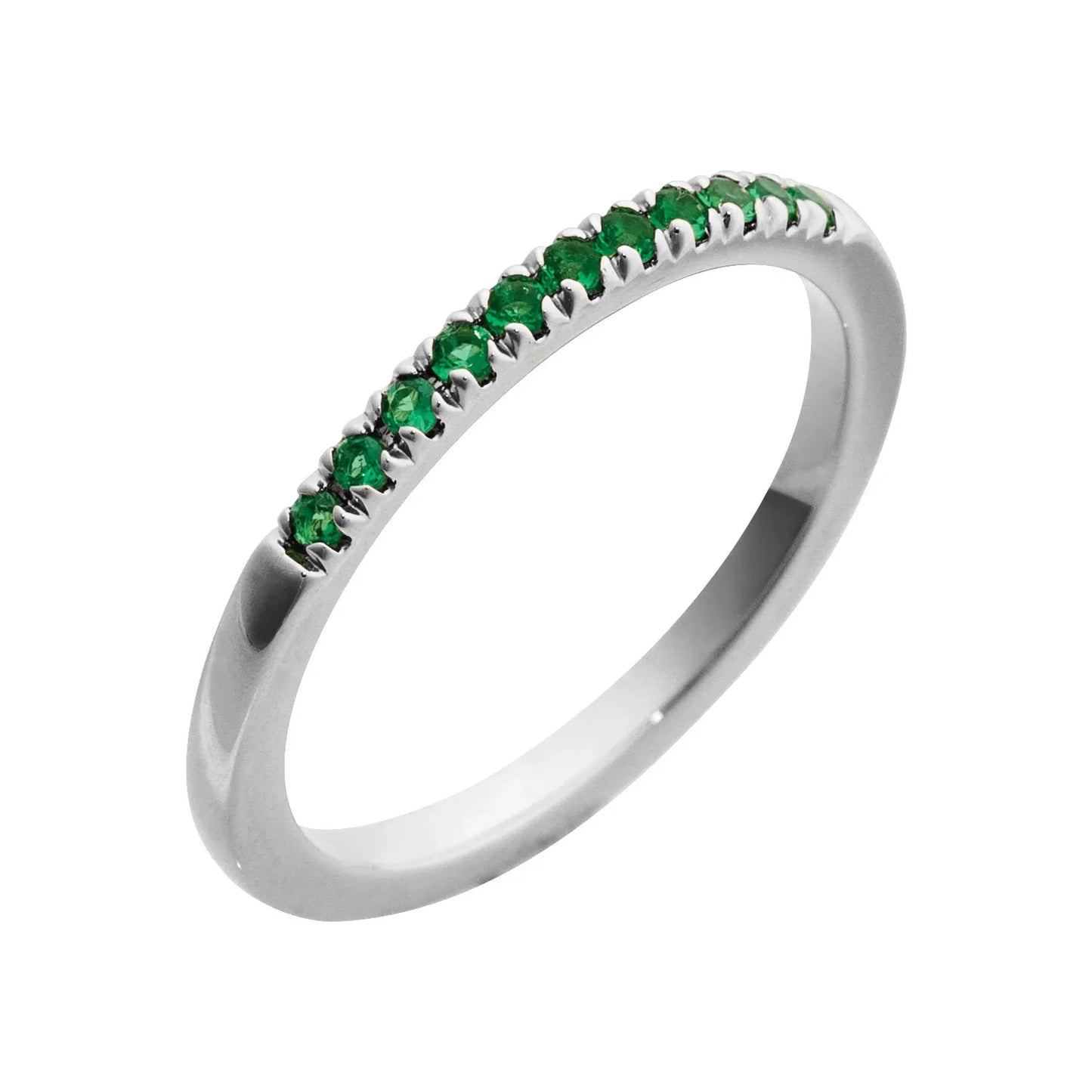 14K Yellow Lab-Grown Stackable Emerald Ring