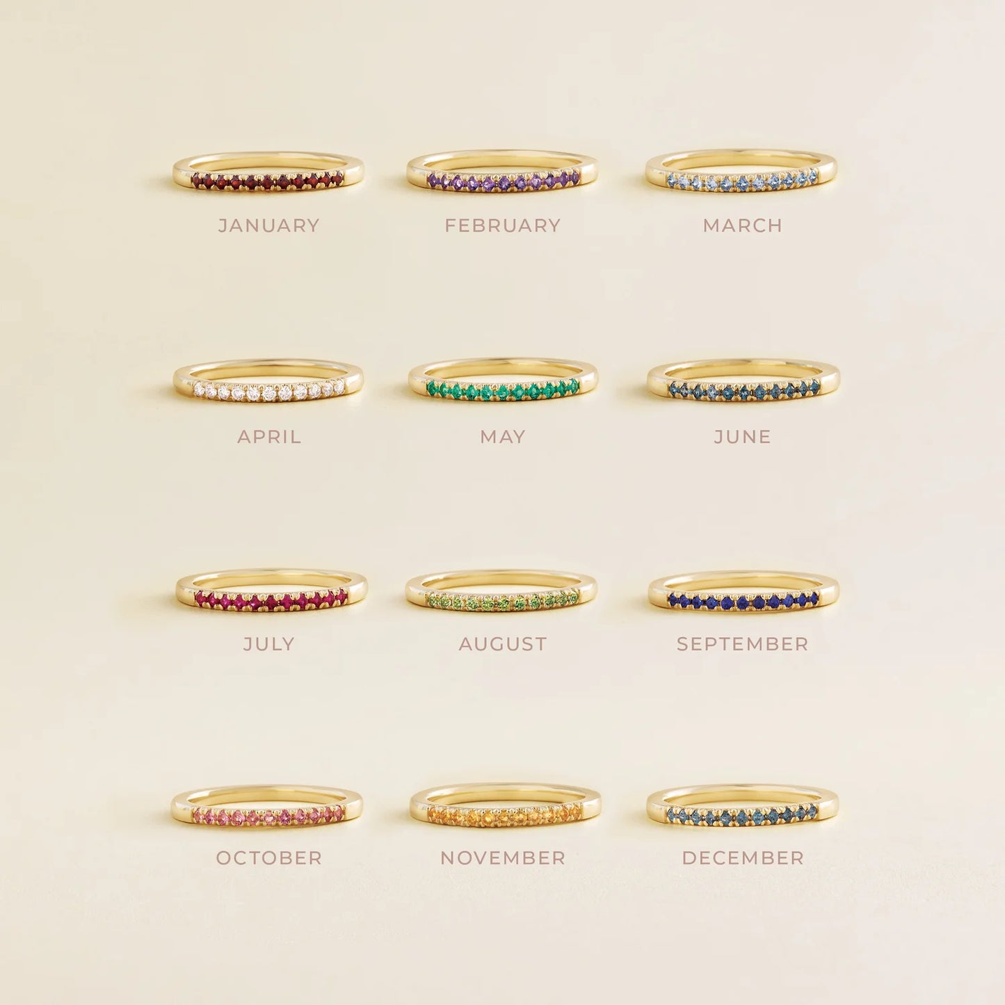 14K Birthstone Stackable Ring