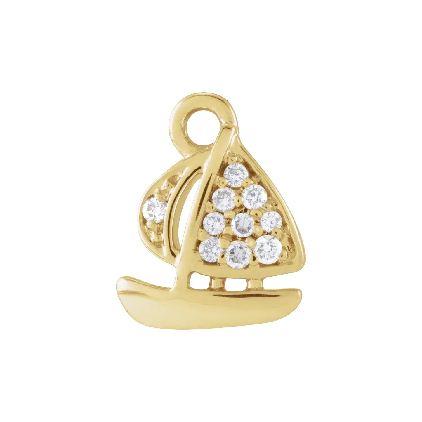 14K .03 CTW Natural Diamond Sailboat Dangle