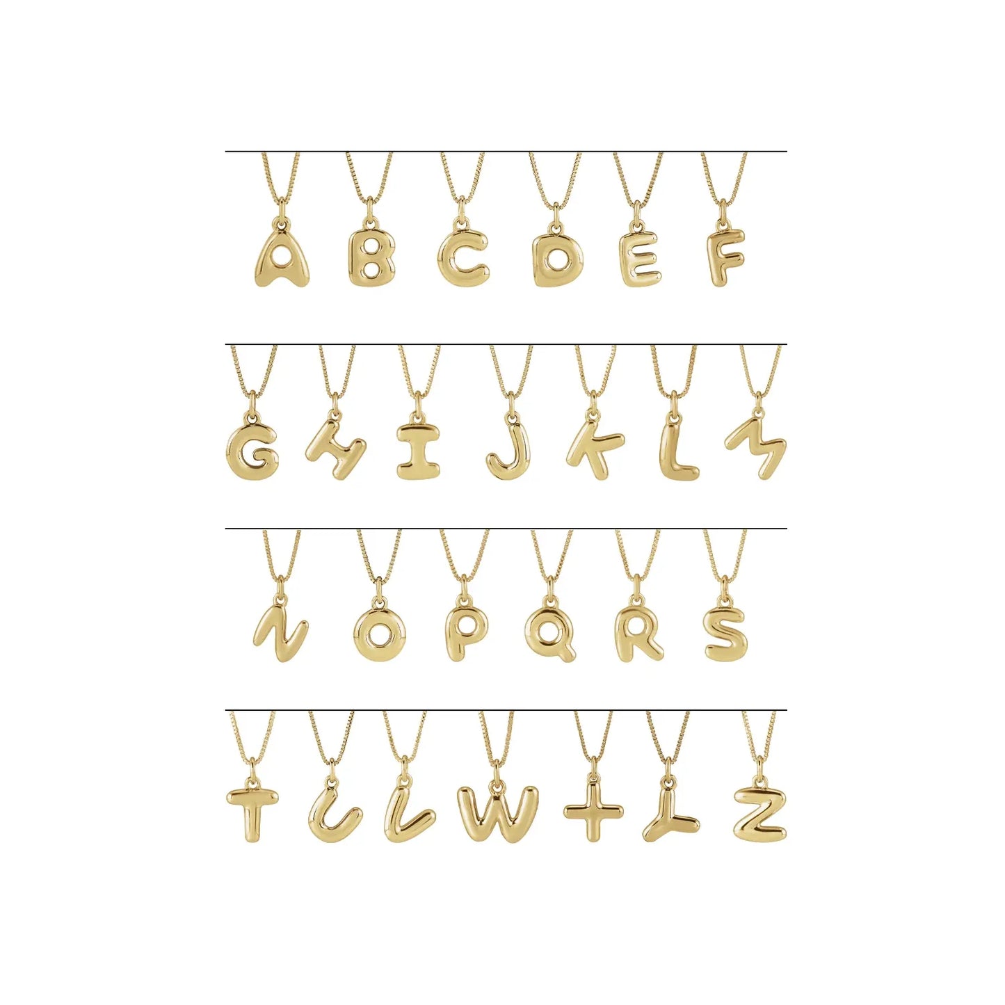 14K Bubble Initial Necklace