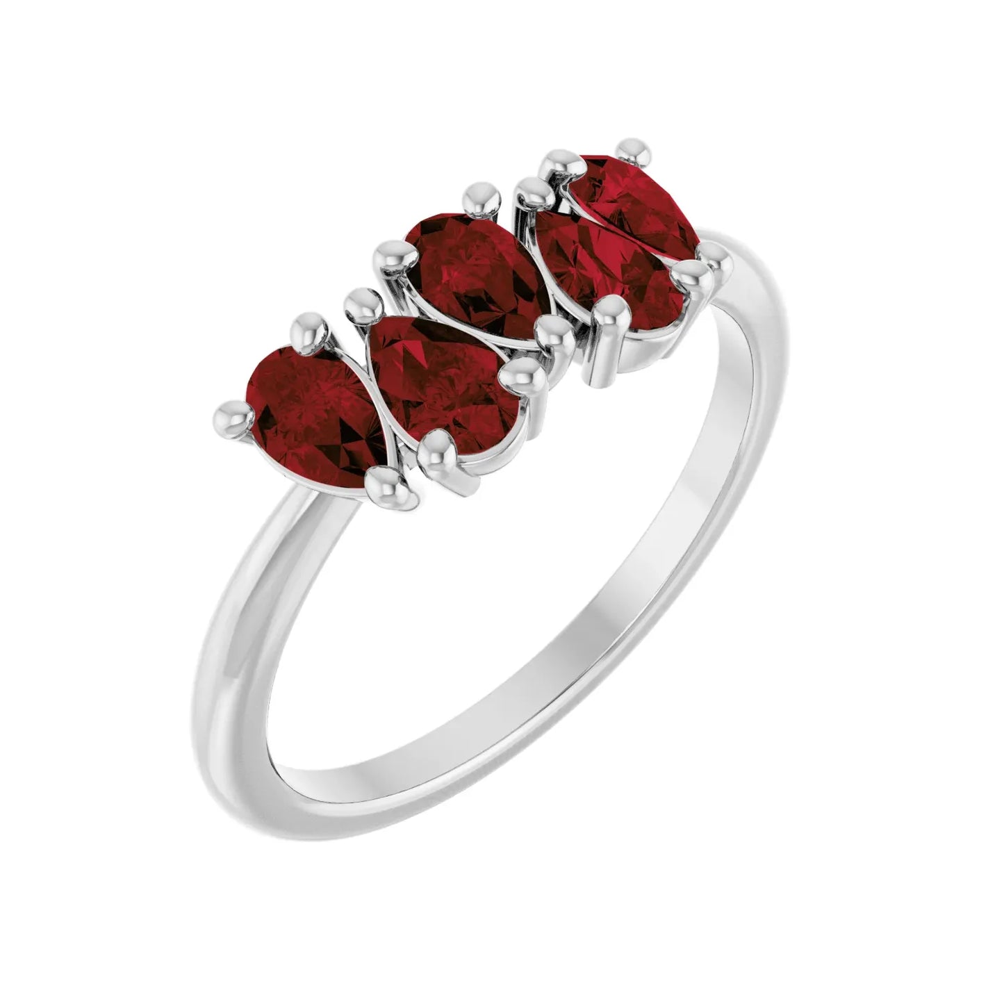14K Natural Mozambique Garnet Five-Stone Ring