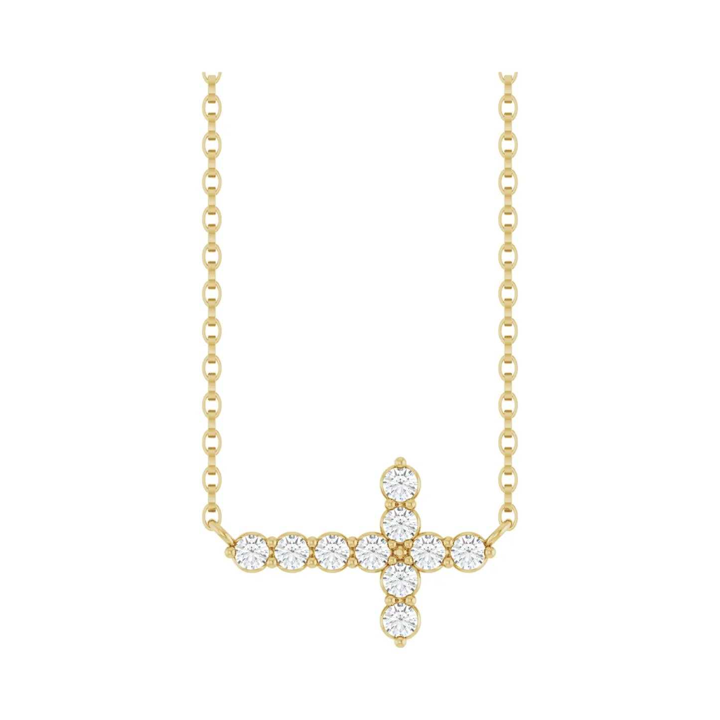 14K Sideways Cross Necklace