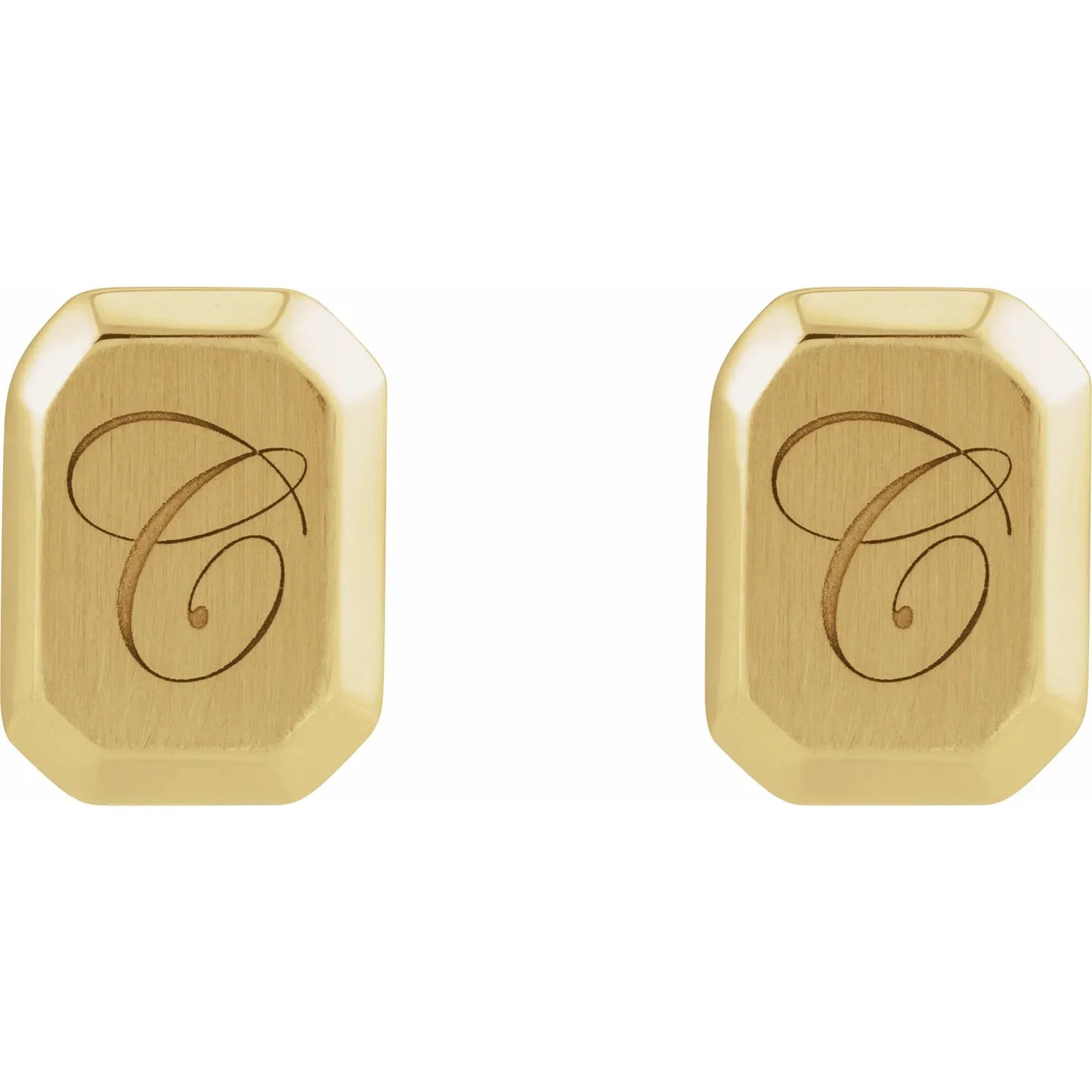 14K Engravable Geometric Stud Earrings