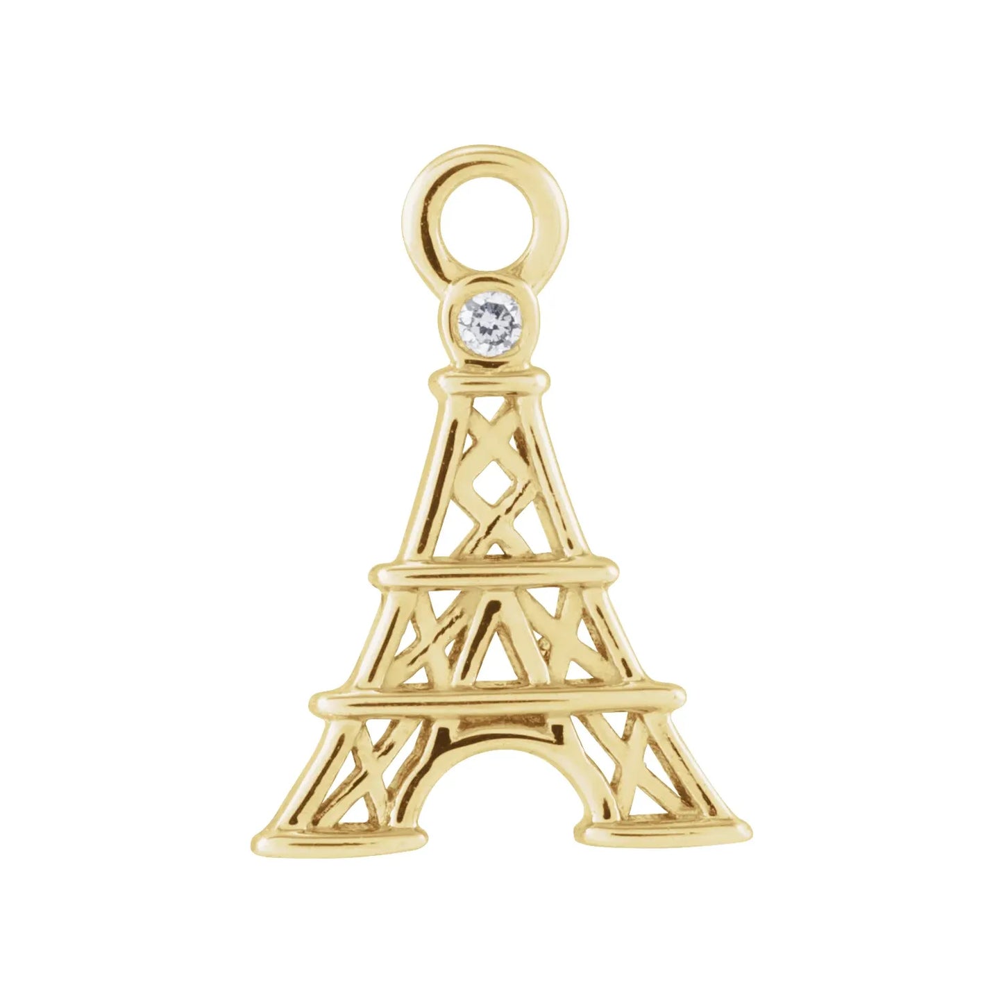 14K .006 CT Natural Diamond Eiffel Tower Dangle