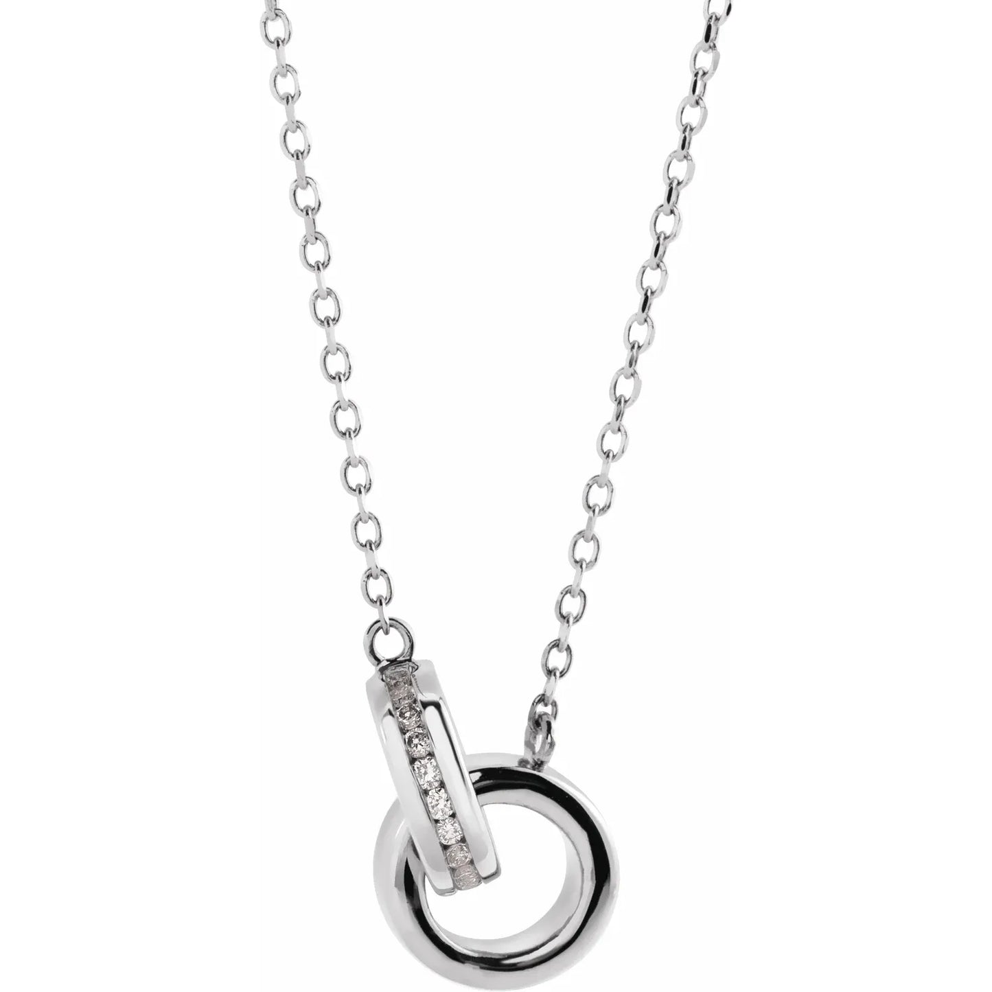 14K .08 CTW Natural Diamond Interlocking Circle 18" Necklace