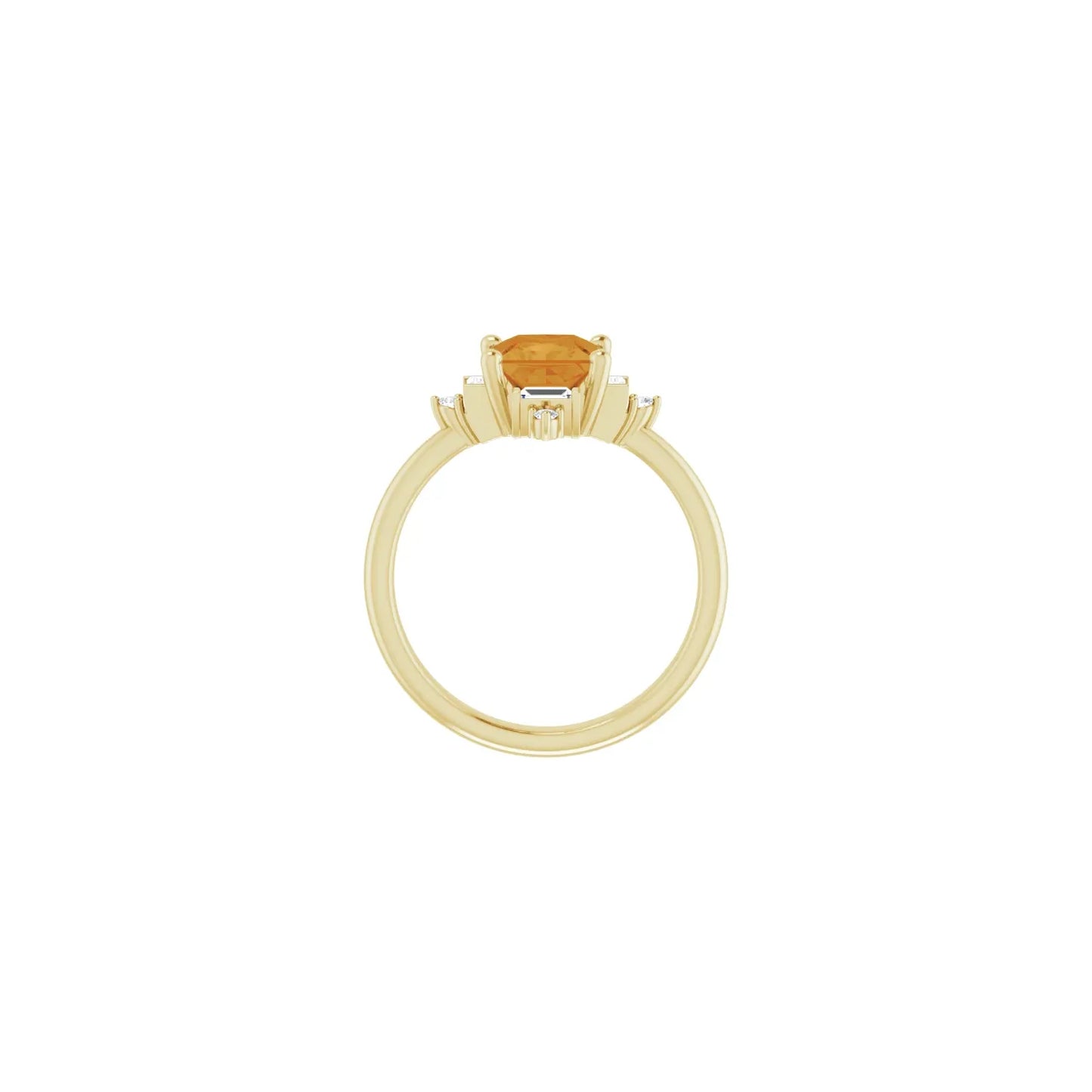 14K Natural Citrine & 1/5 CTW Natural Diamond Geometric Ring