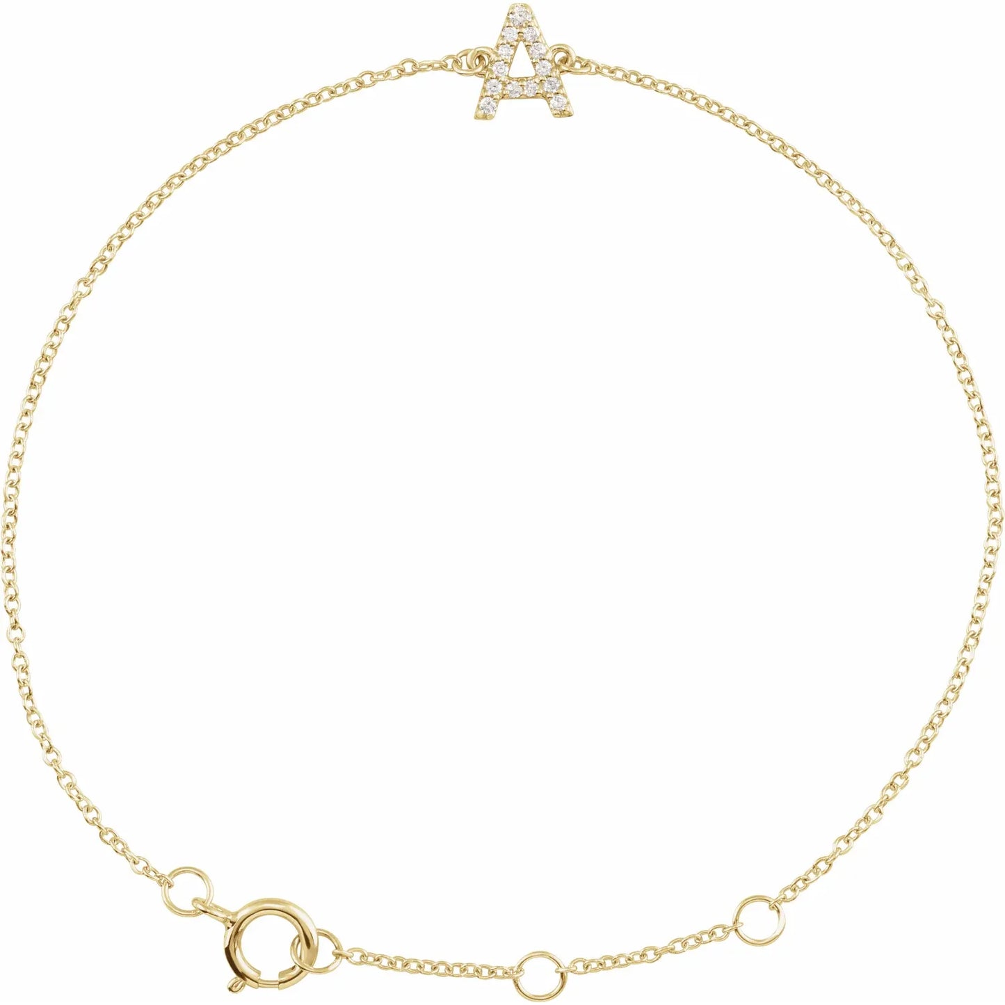 14K Natural Diamond Initial 6-7" Bracelet