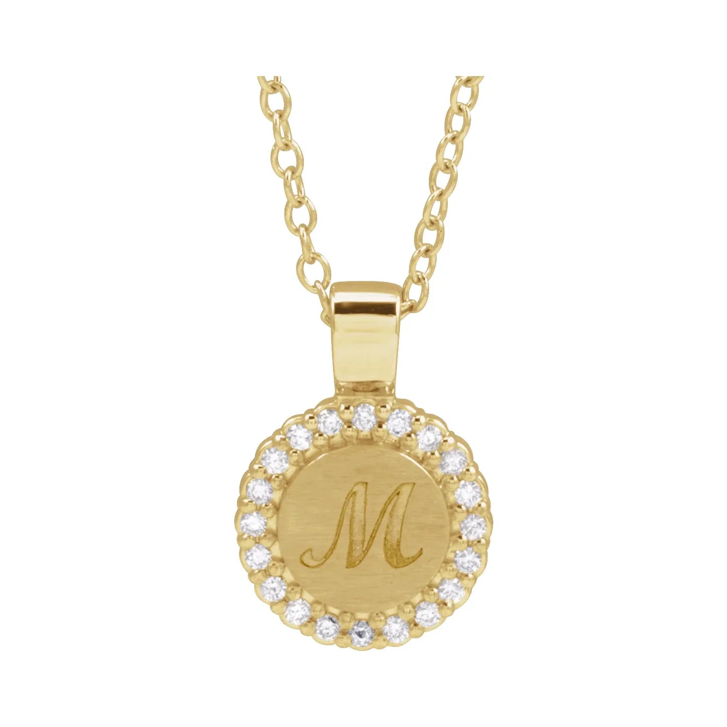 14K 1/8 CTW Natural Diamond Engravable 16-18" Necklace