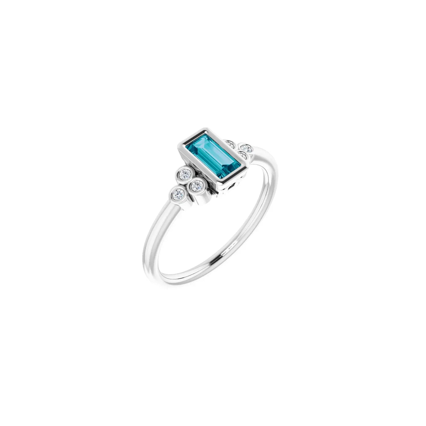 14K Yellow Natural London Blue Topaz & .06 CTW Natural Diamond Ring