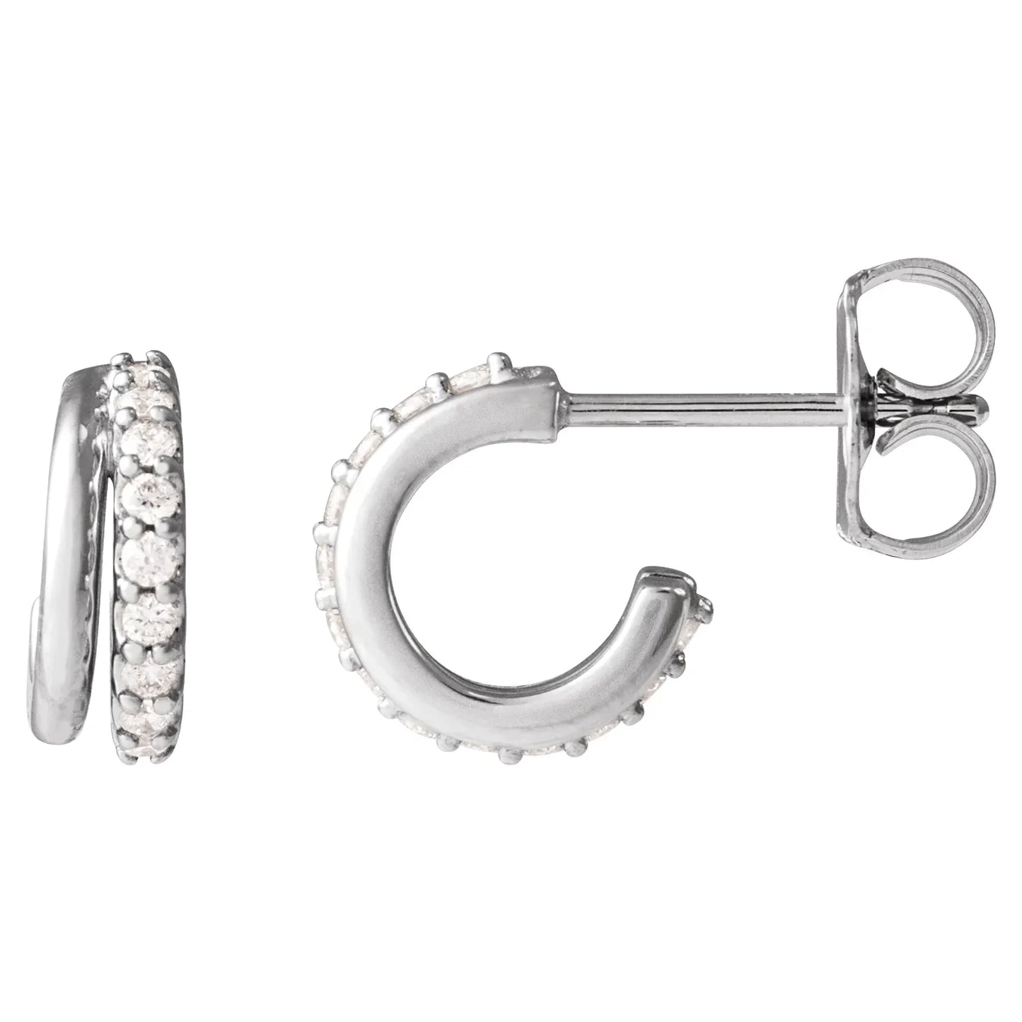 14K 1/6 CTW Natural Diamond Hoop Earrings