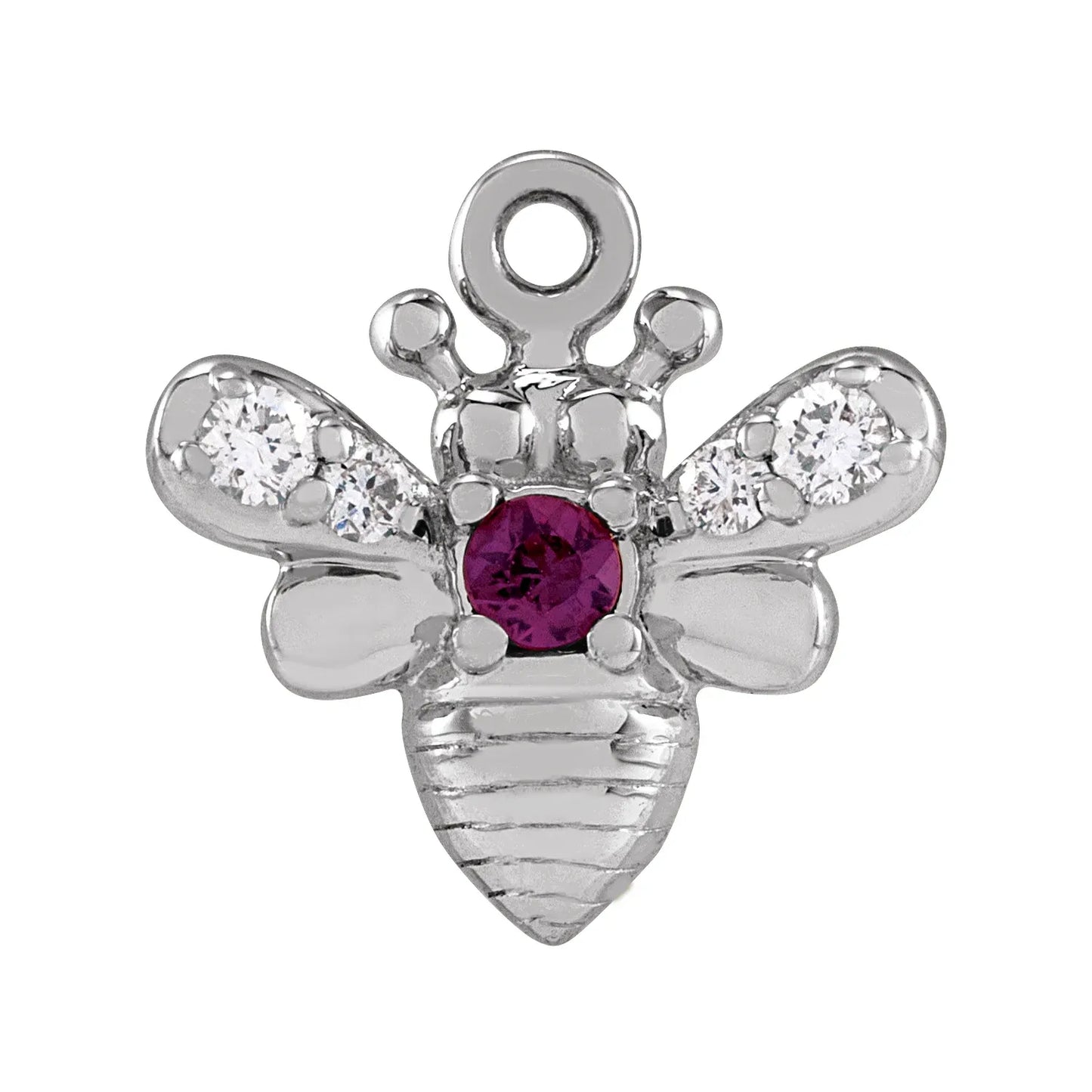 14K Natural Ruby & .05 CTW Natural Diamond Bee Dangle