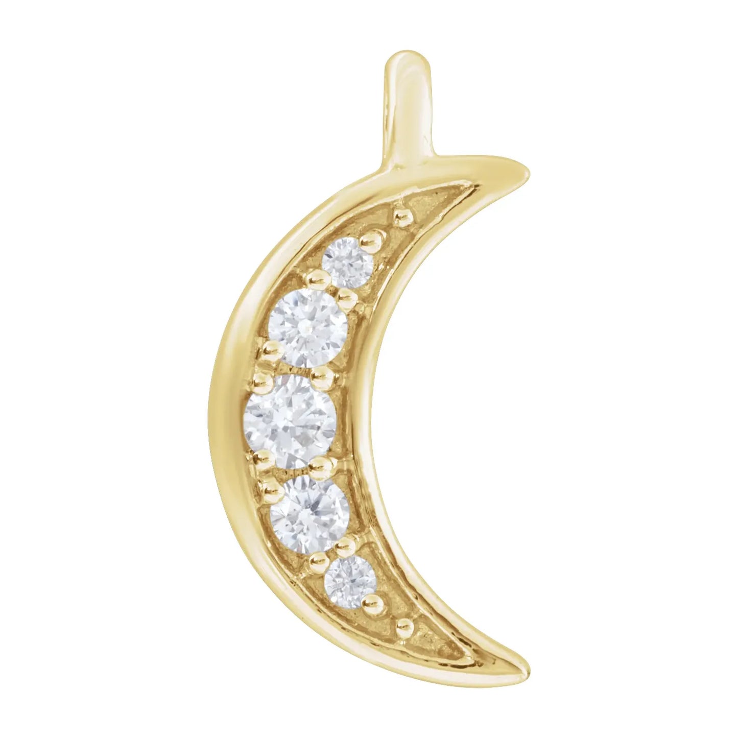 14K .04 CTW Natural Diamond Crescent Moon Dangle
