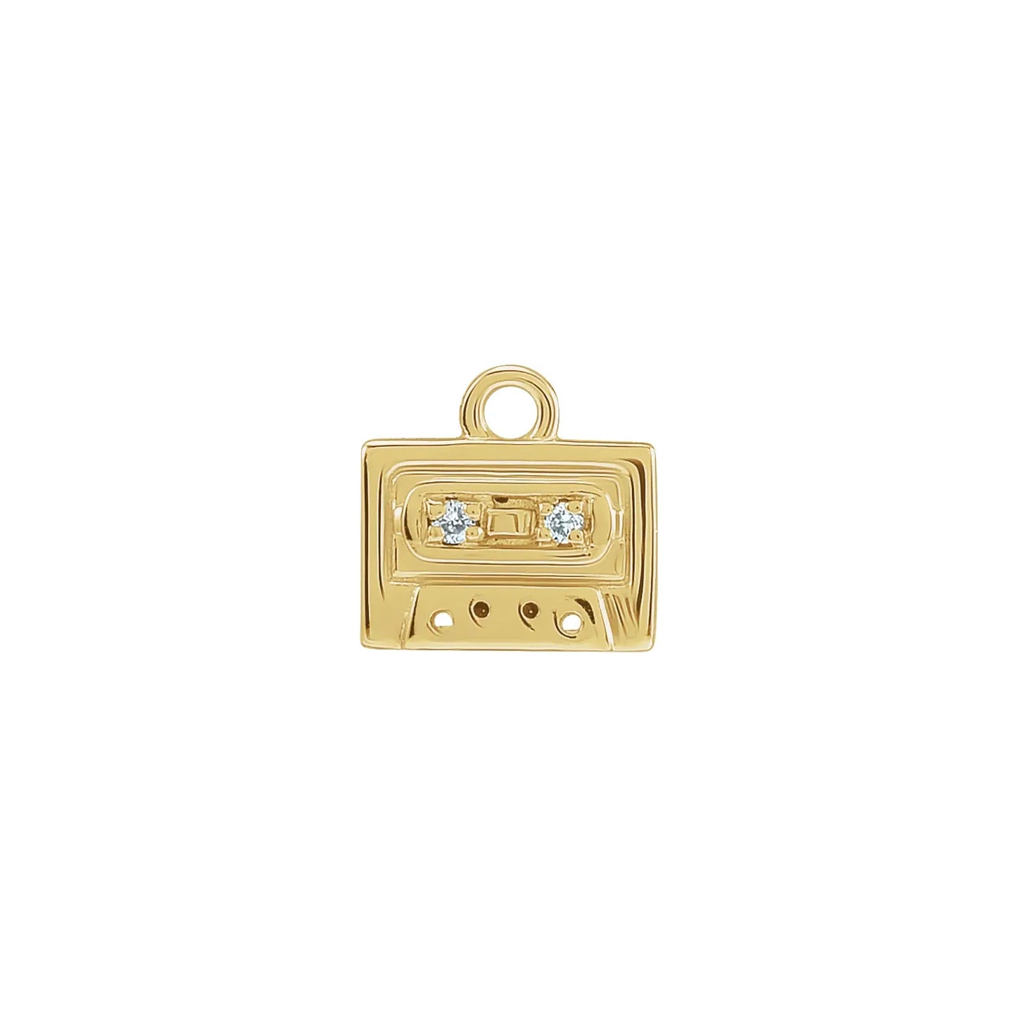 14K .01 CTW Natural Diamond Radio Cassette Dangle