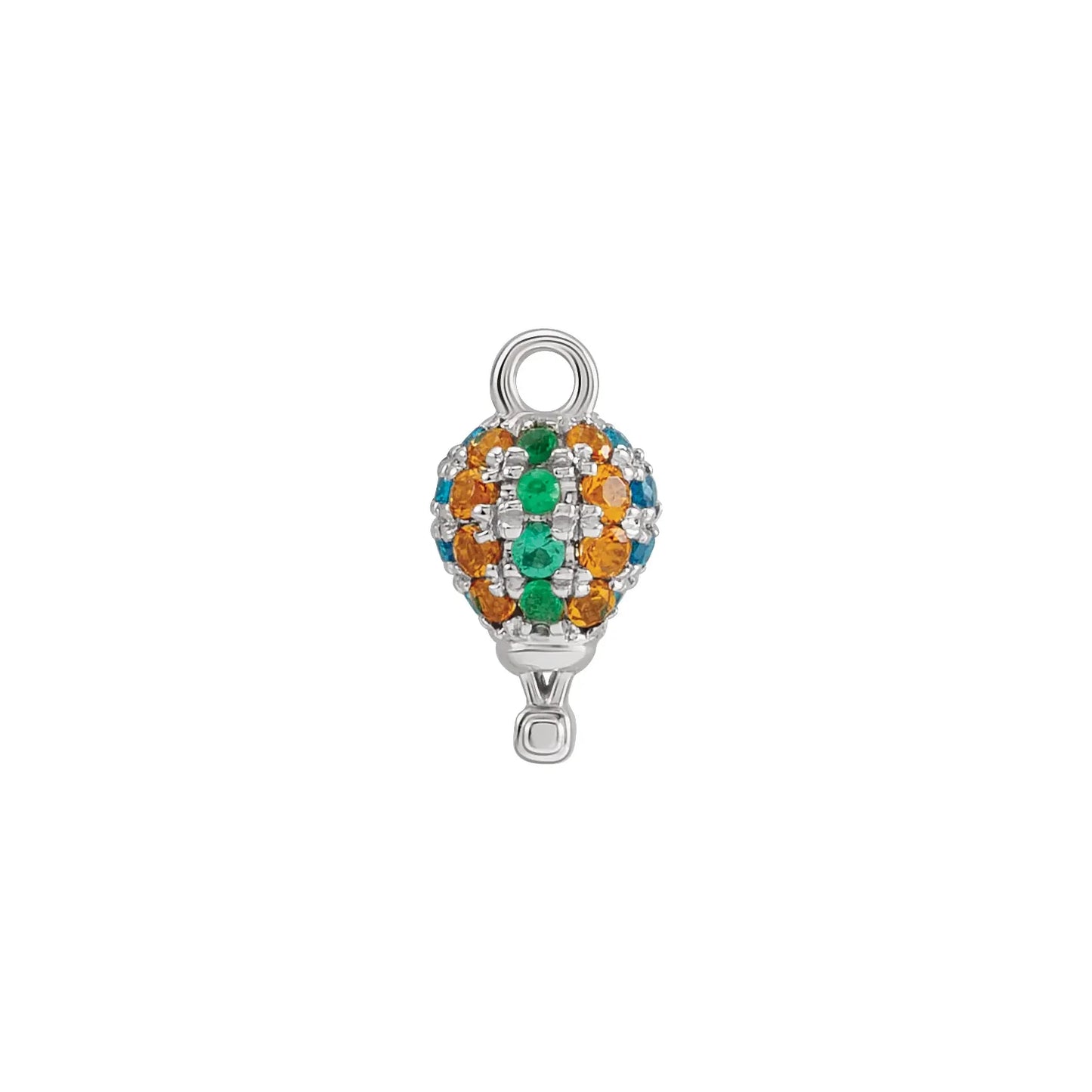 14K Natural Multi-Gemstone Hot Air Balloon Dangle
