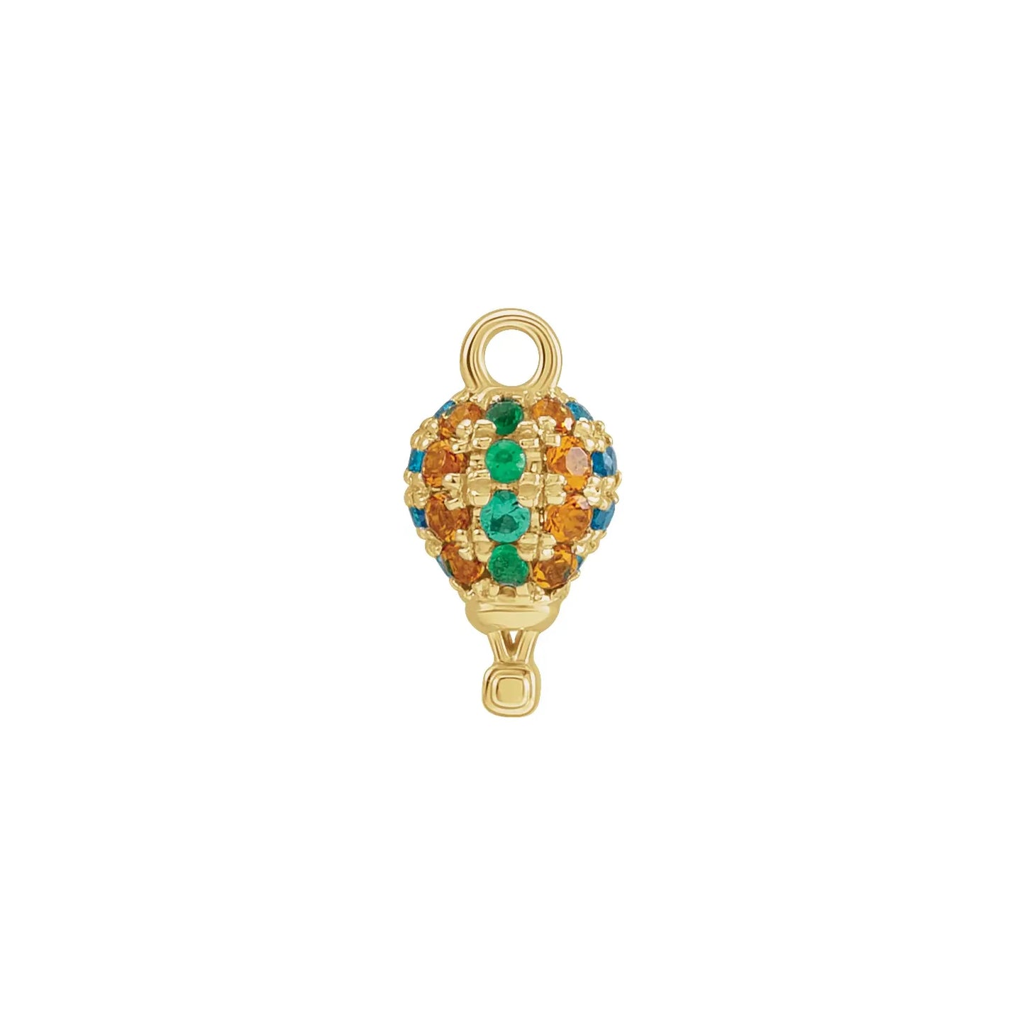 14K Natural Multi-Gemstone Hot Air Balloon Dangle