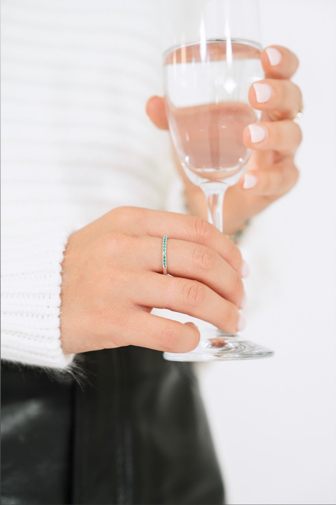 14K Yellow Lab-Grown Stackable Emerald Ring