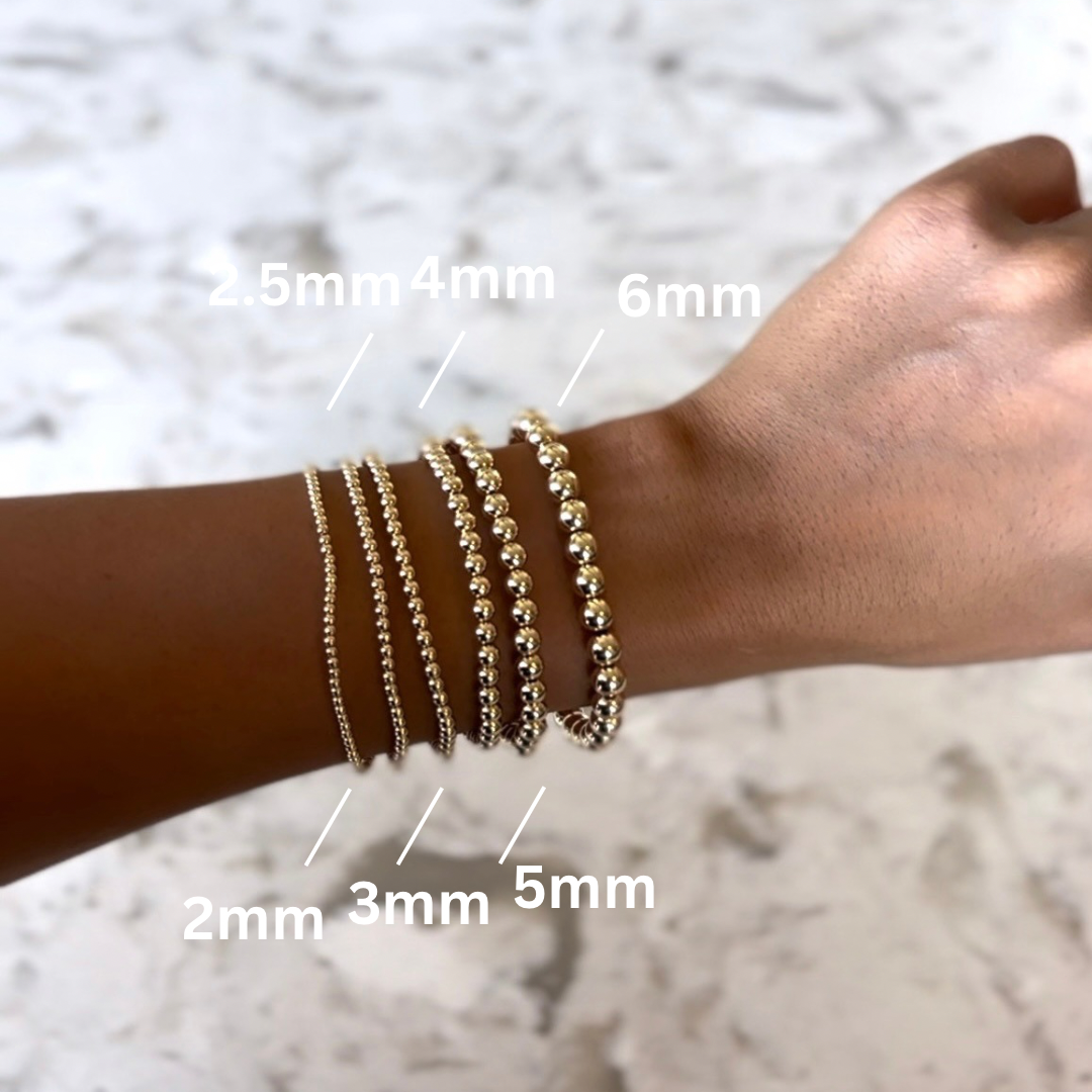 14K Yellow Gold-Filled Elastic Bead 6 1/2" Bracelet