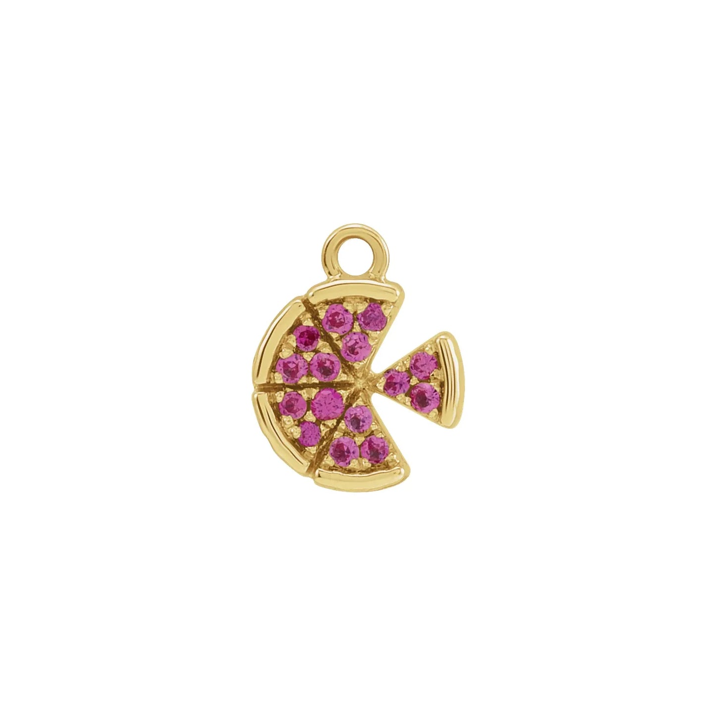 14K Natural Ruby Pizza Dangle