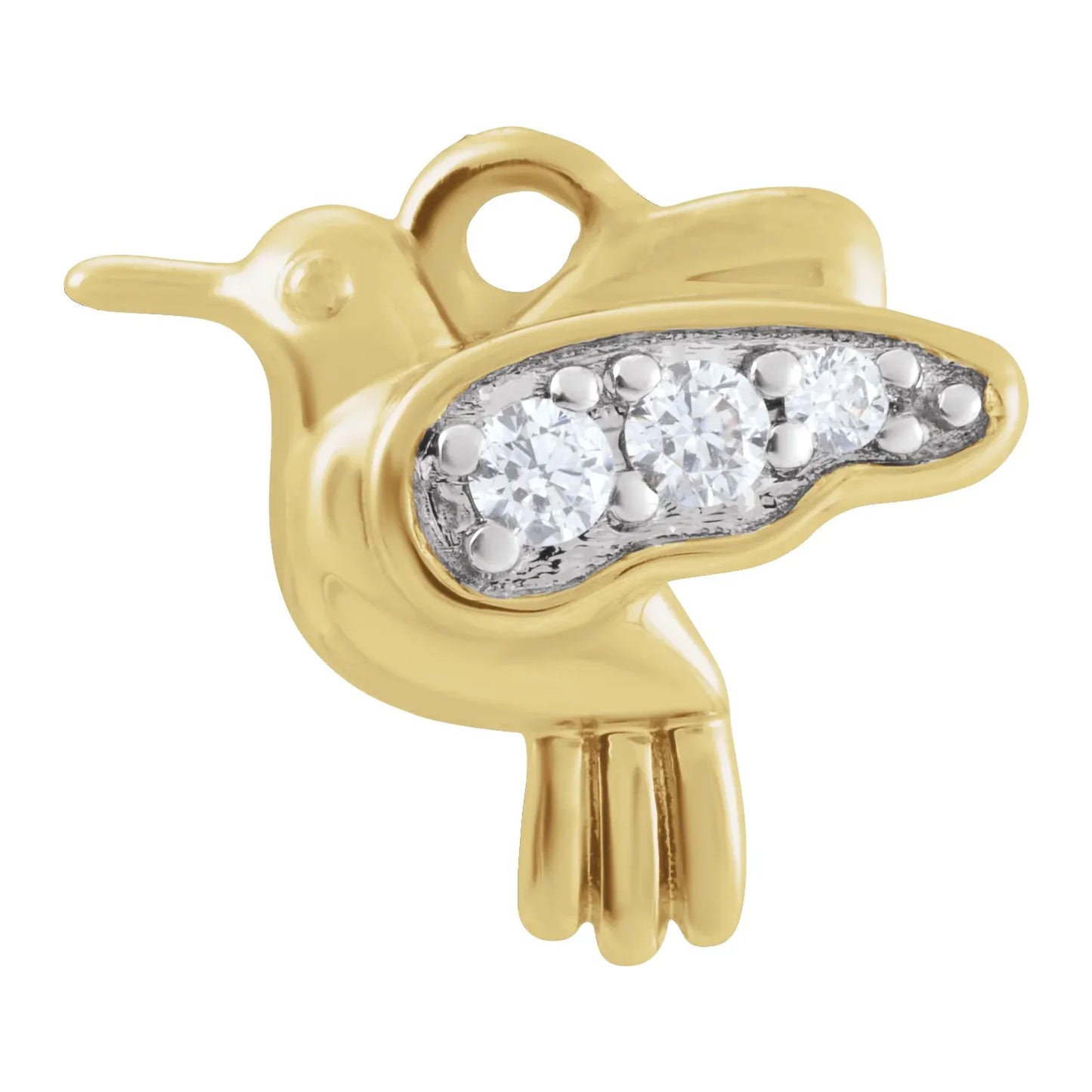 14K .04 CTW Natural Diamond Hummingbird Dangle