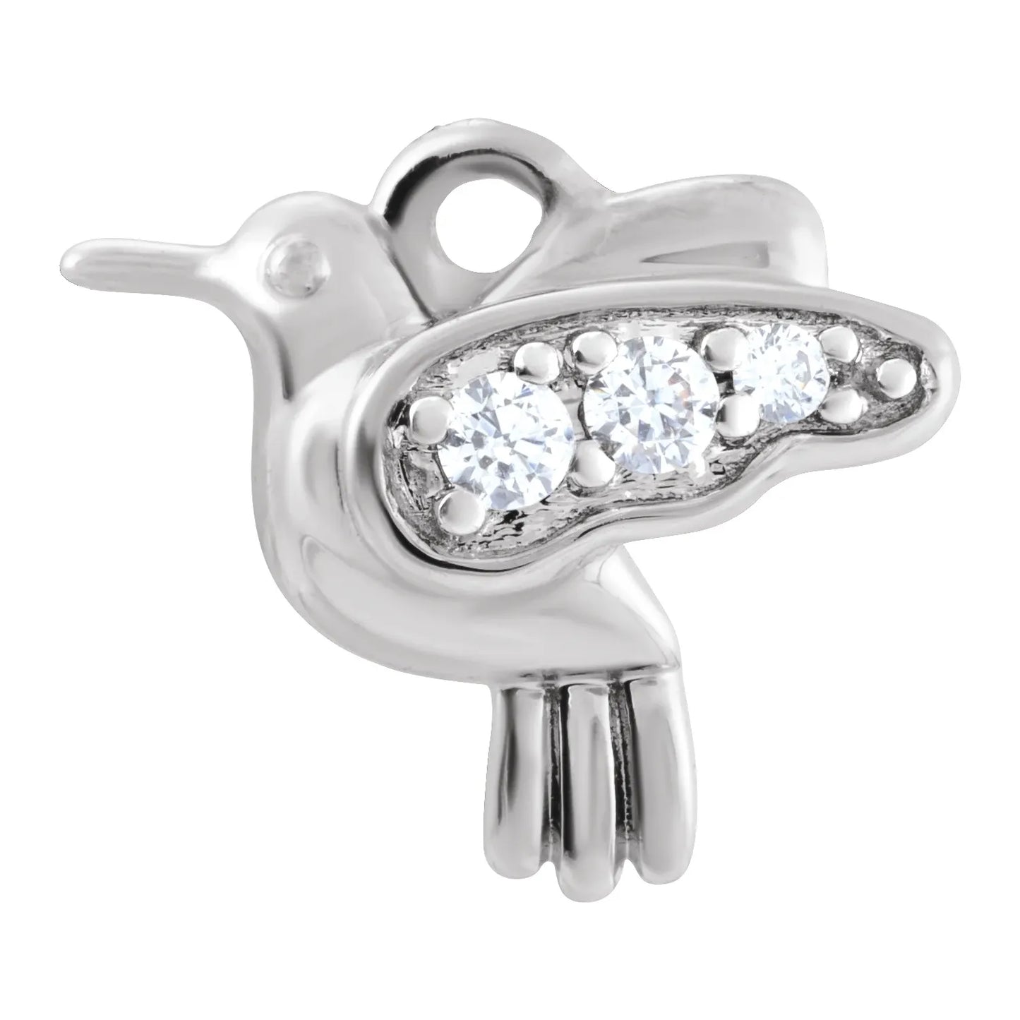 14K .04 CTW Natural Diamond Hummingbird Dangle