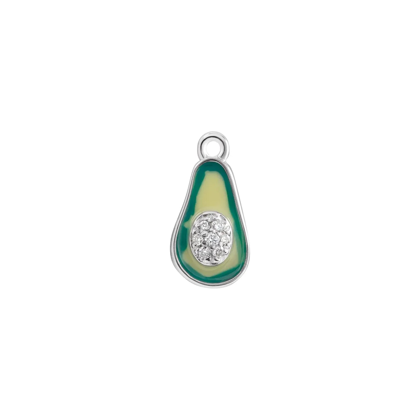 14K .025 CTW Natural Diamond Green Enamel Avocado Dangle