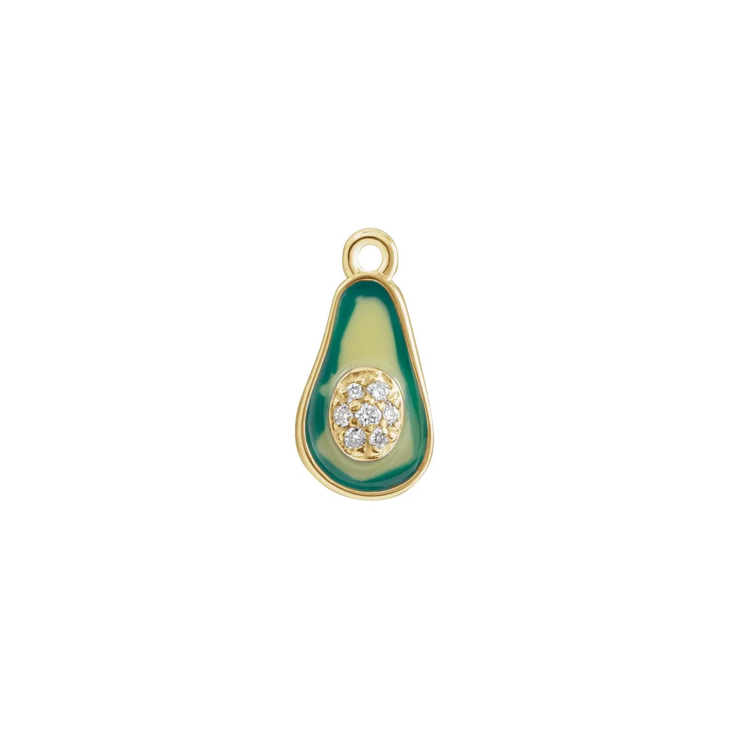 14K .025 CTW Natural Diamond Green Enamel Avocado Dangle