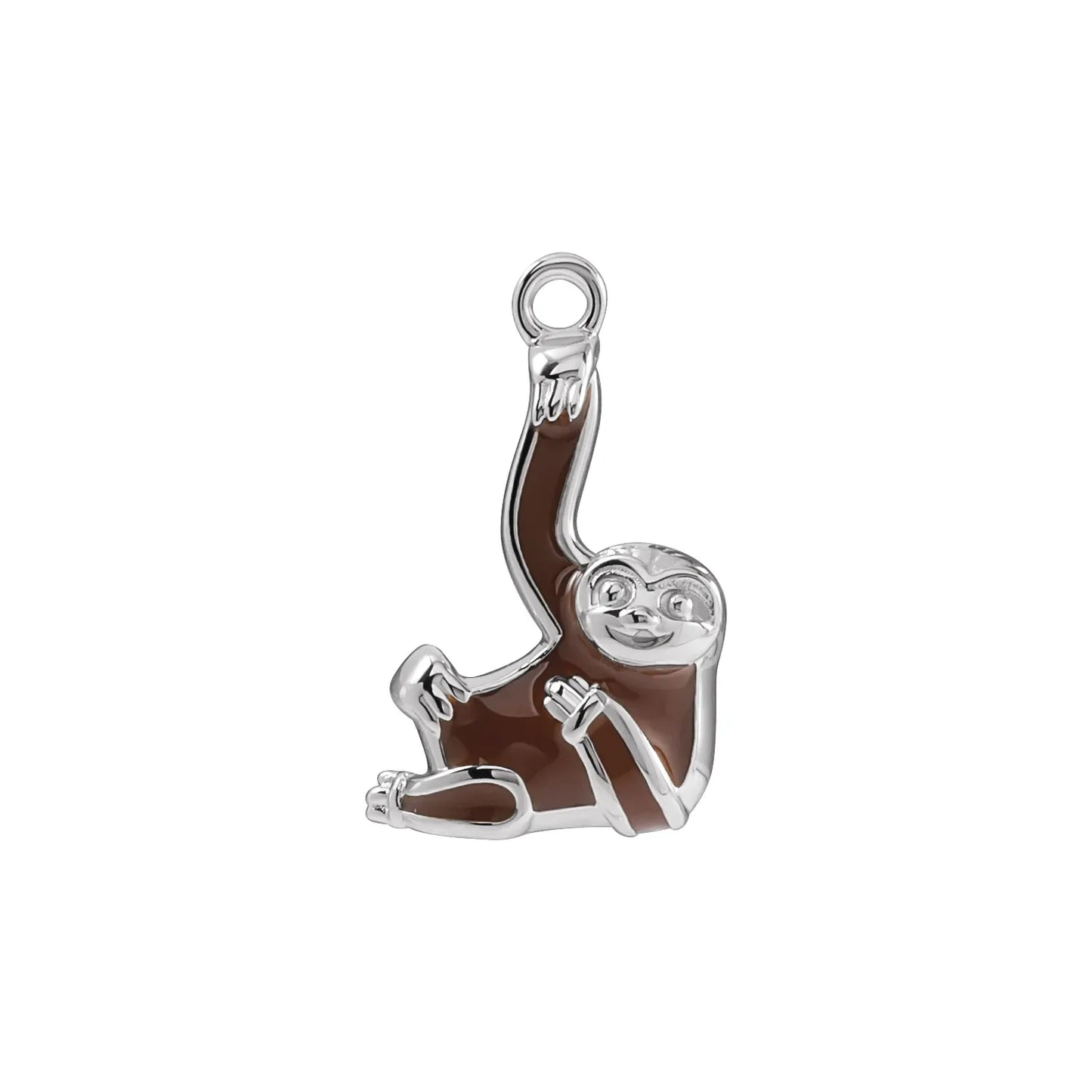 14K Brown Enamel Sloth Dangle