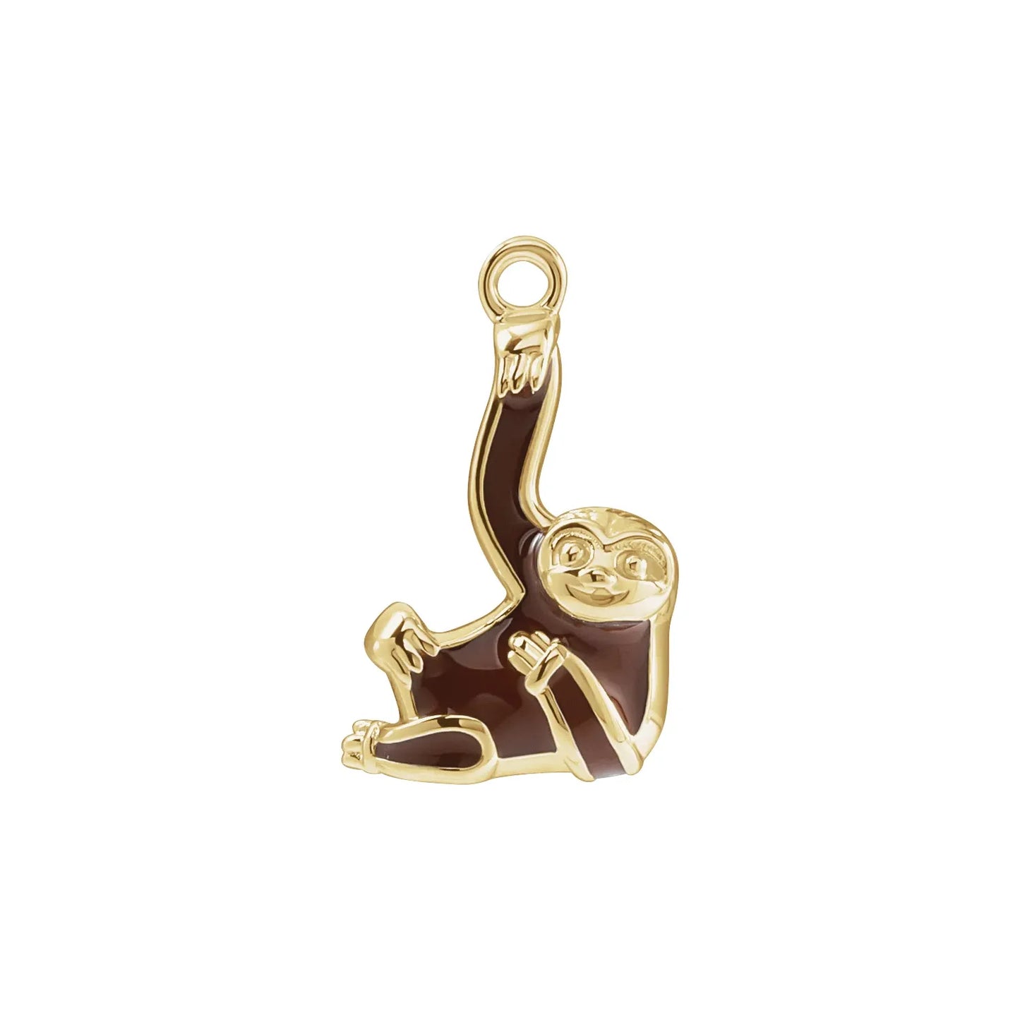 14K Brown Enamel Sloth Dangle
