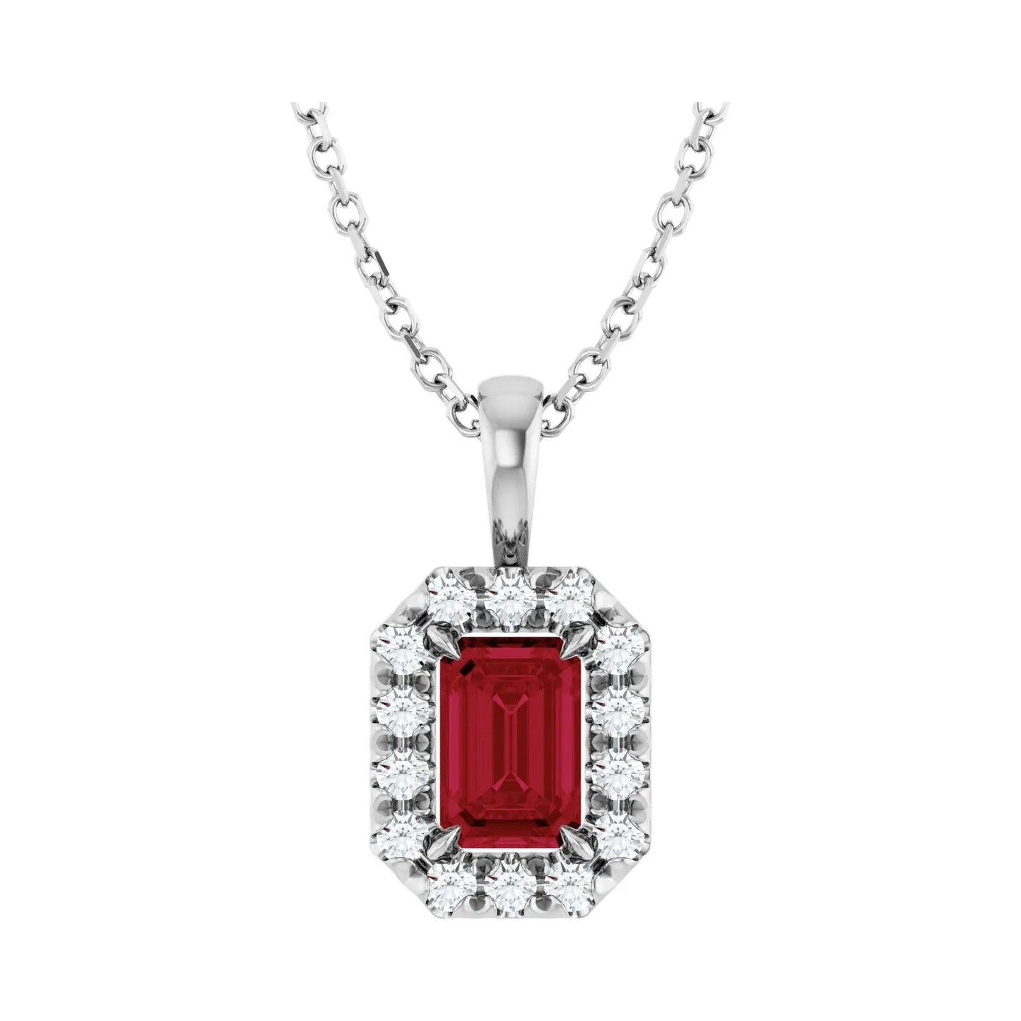 14K Yellow Natural Ruby & 1/5 CTW Natural Diamond Necklace
