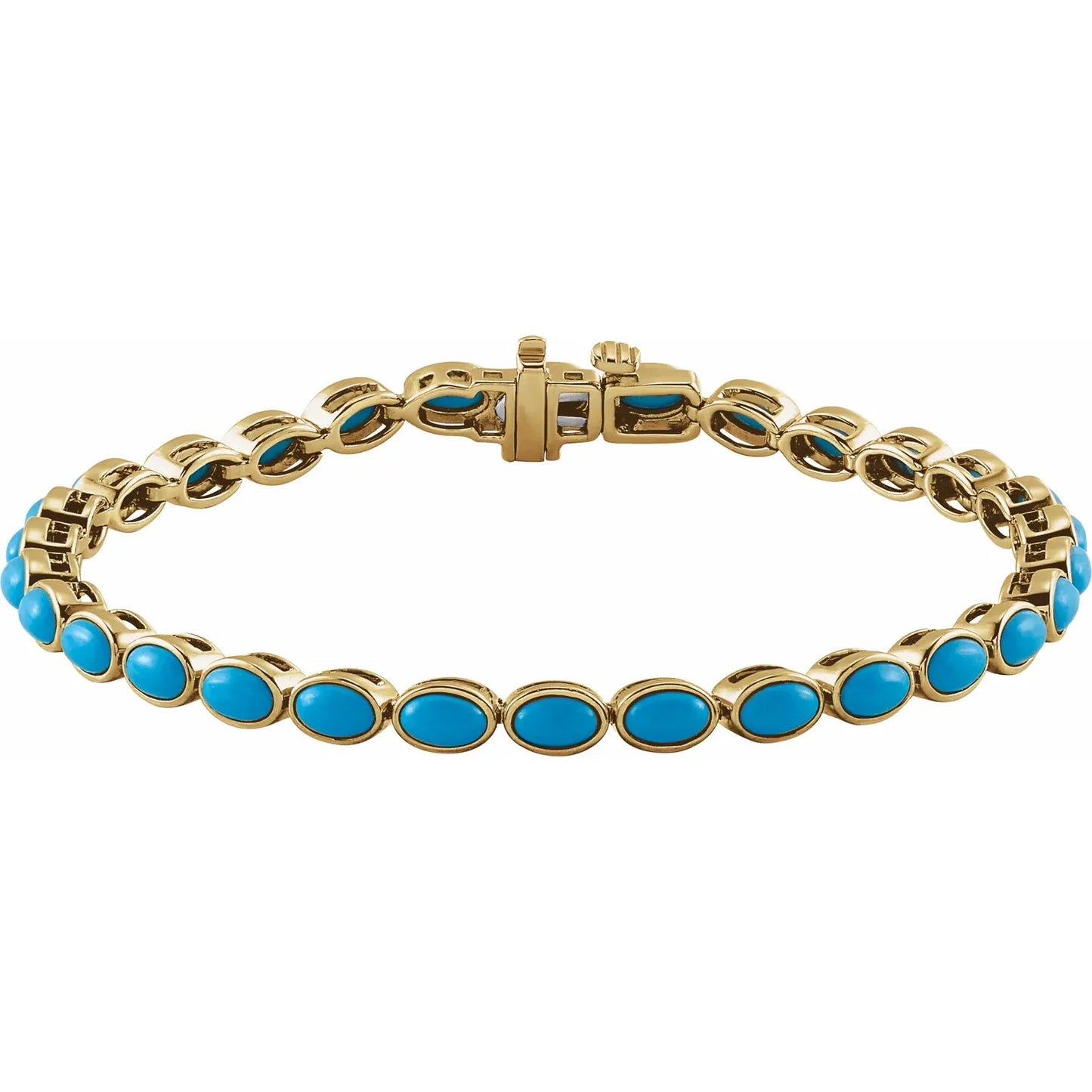 14K Natural Turquoise Line 7" Bracelet